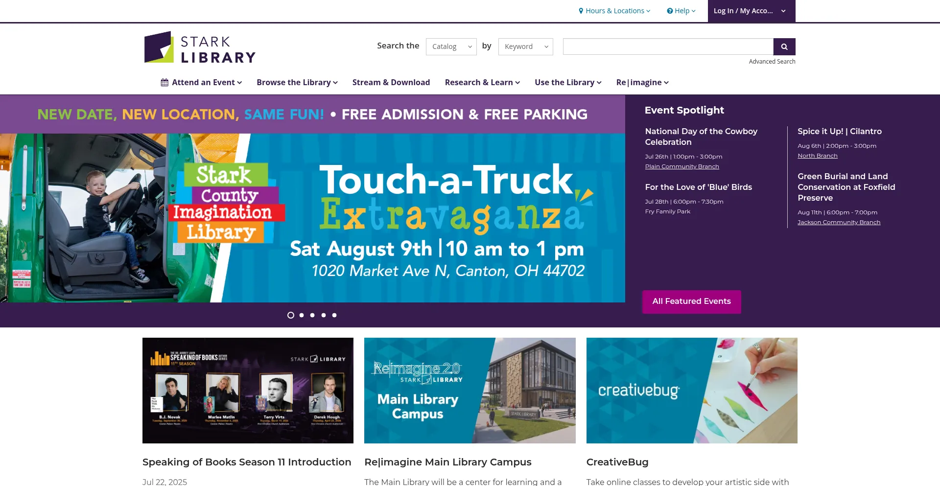 Website screenshot of Starklibrary.org