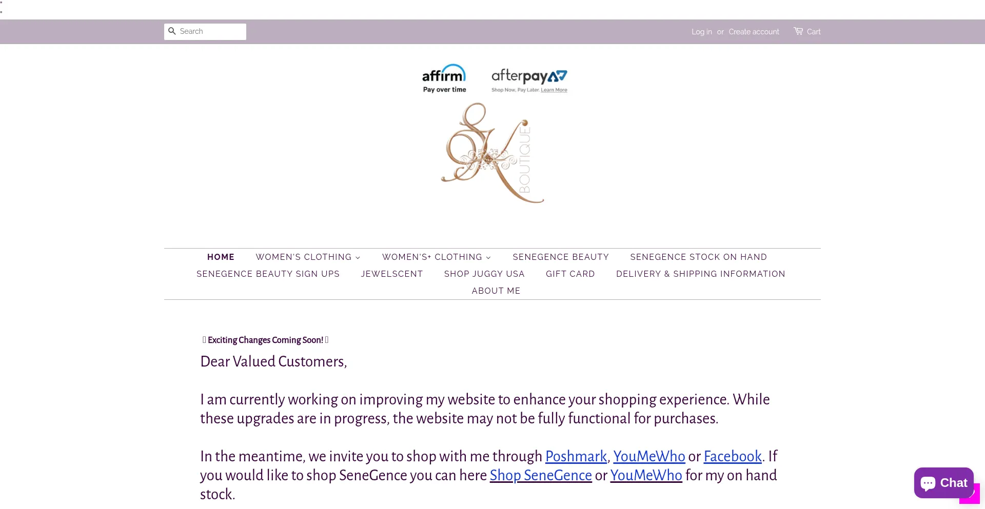 Website screenshot of Starlightkissesboutique.com