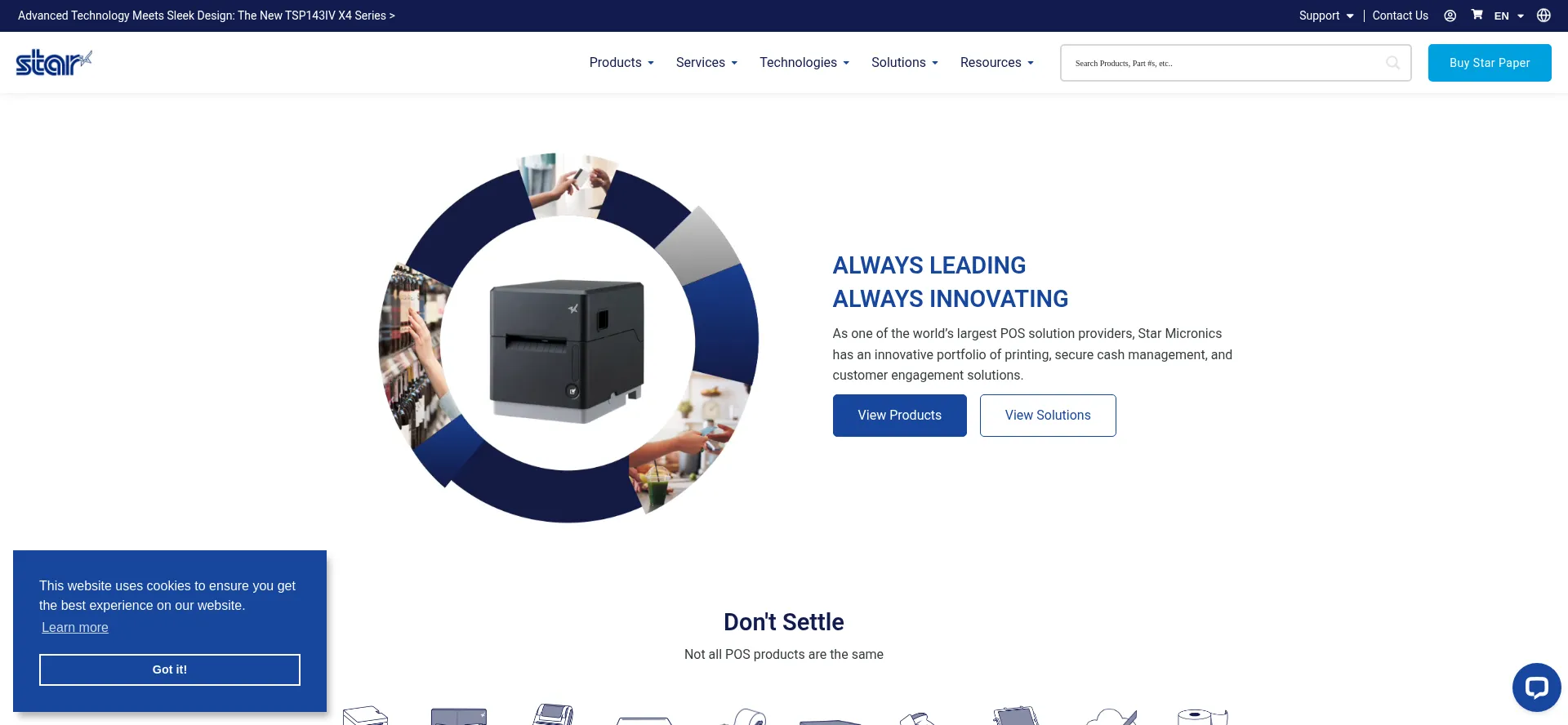 Website screenshot of Starmicronics.com
