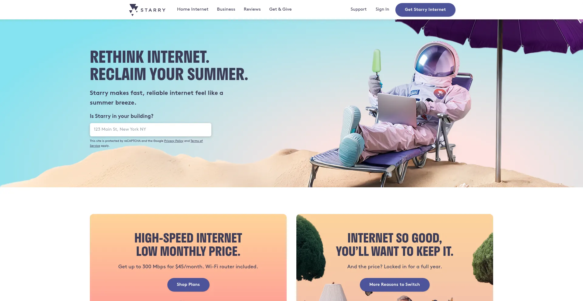 Website screenshot of Starry.com