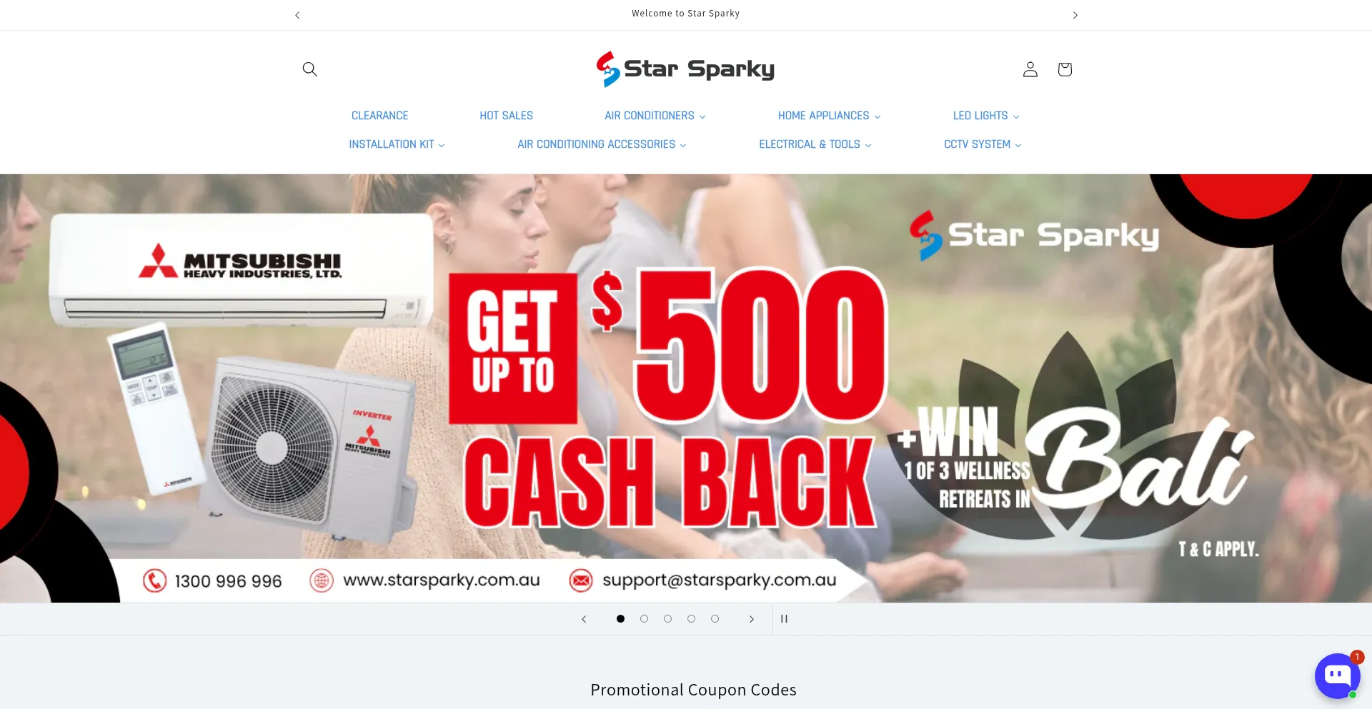 Website screenshot of Starsparky.com.au