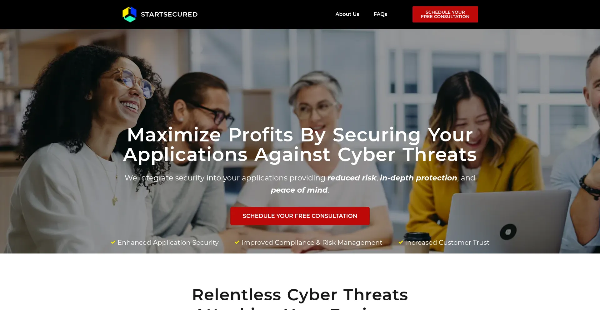 Website screenshot of Startsecured.io