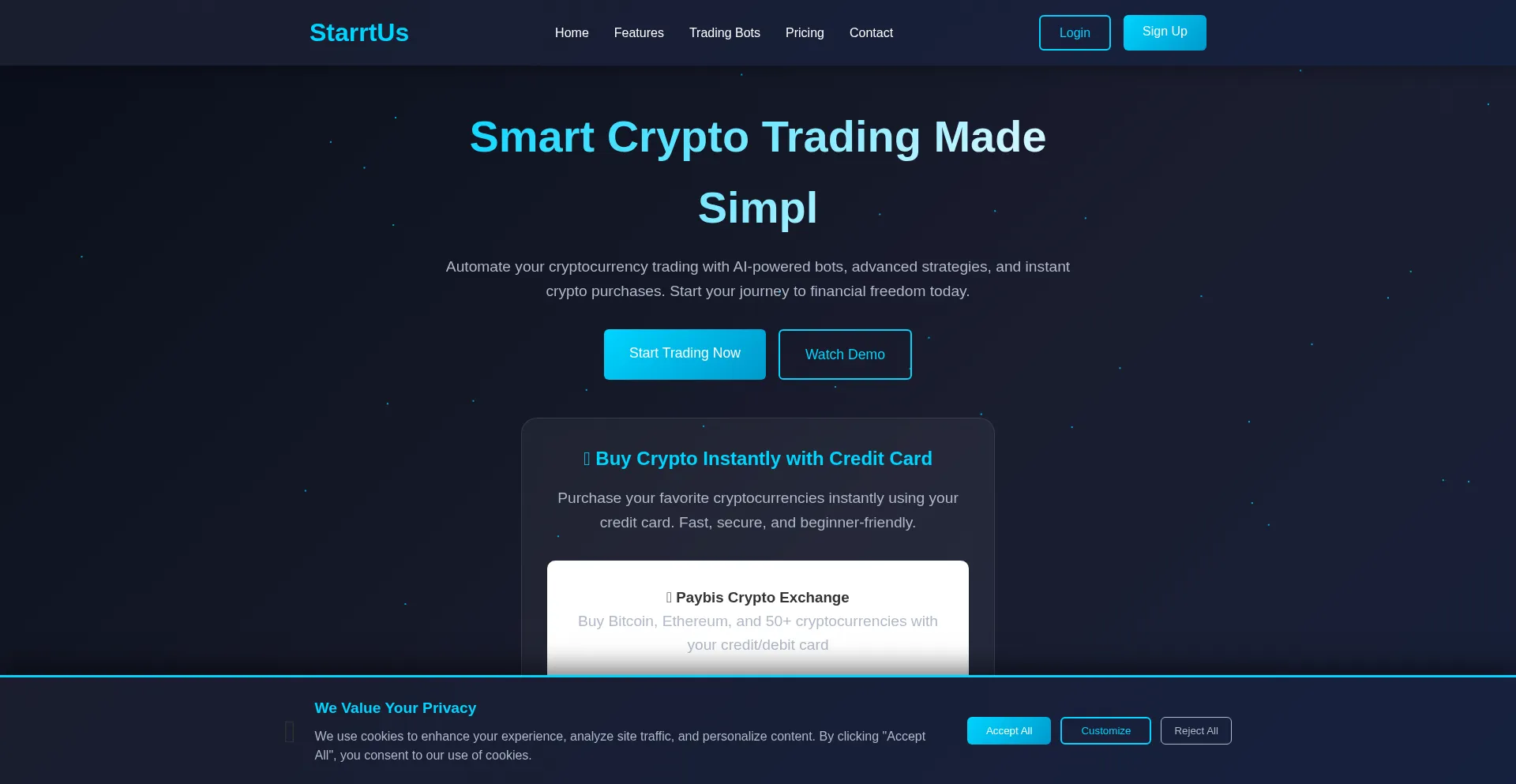 Website screenshot of Startus.app