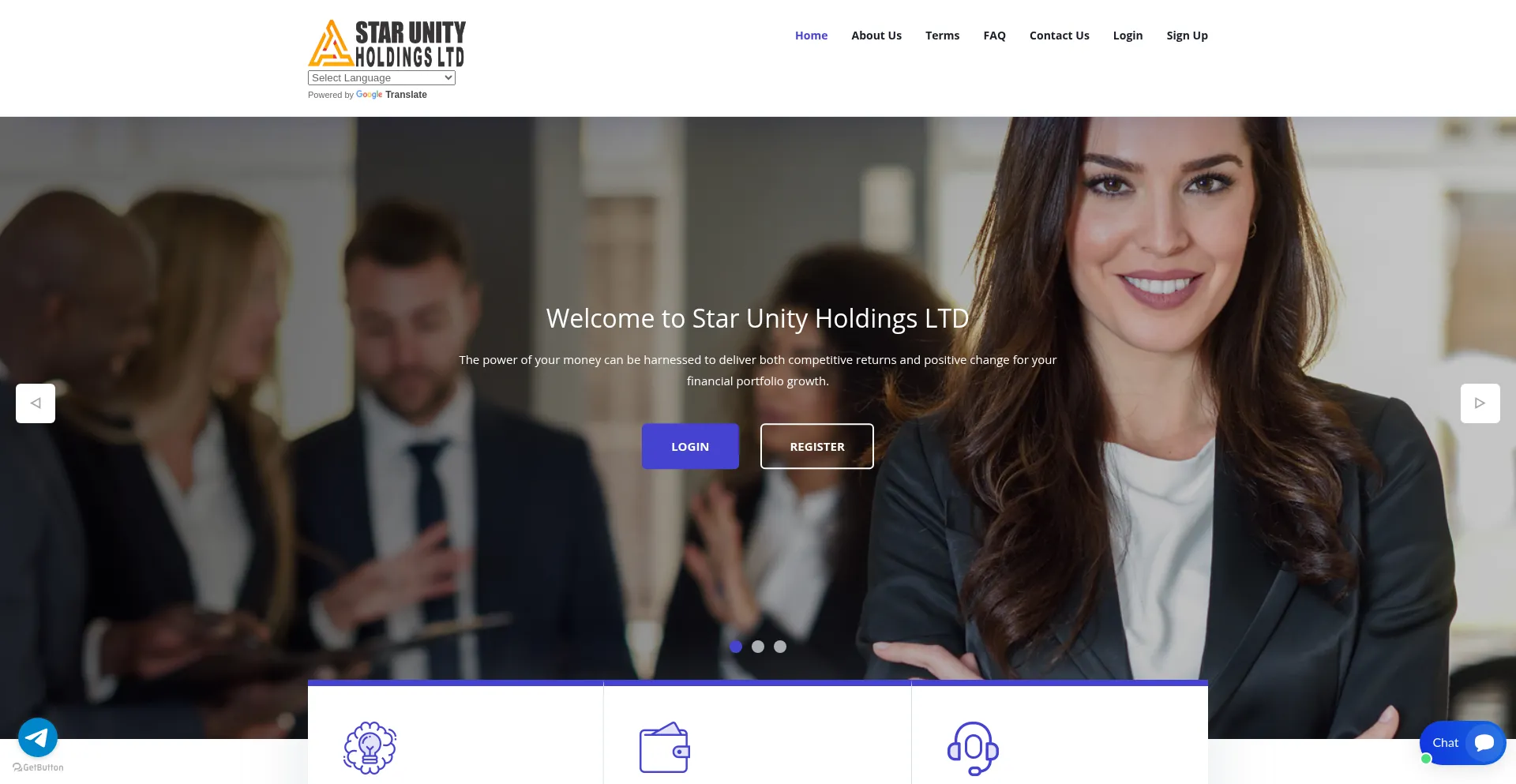Website screenshot of Starunityholdingsltd.com