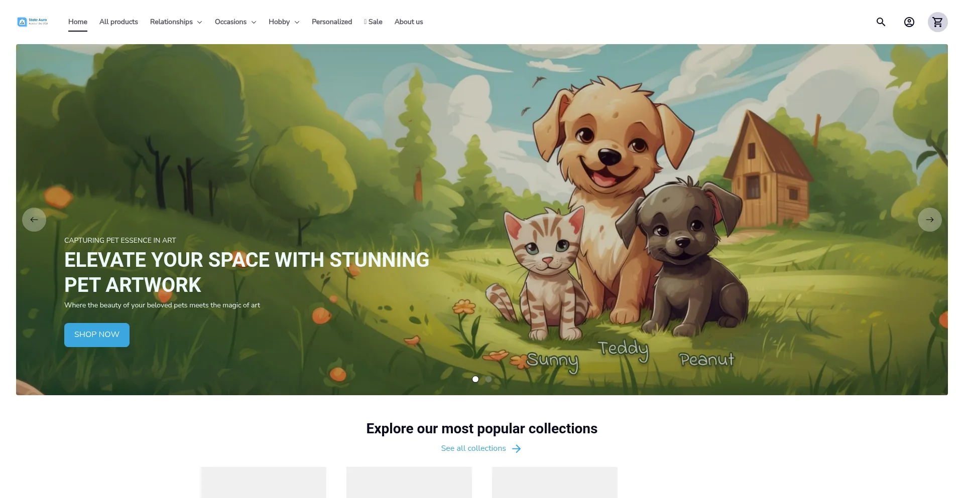 Website screenshot of Stateaura.com