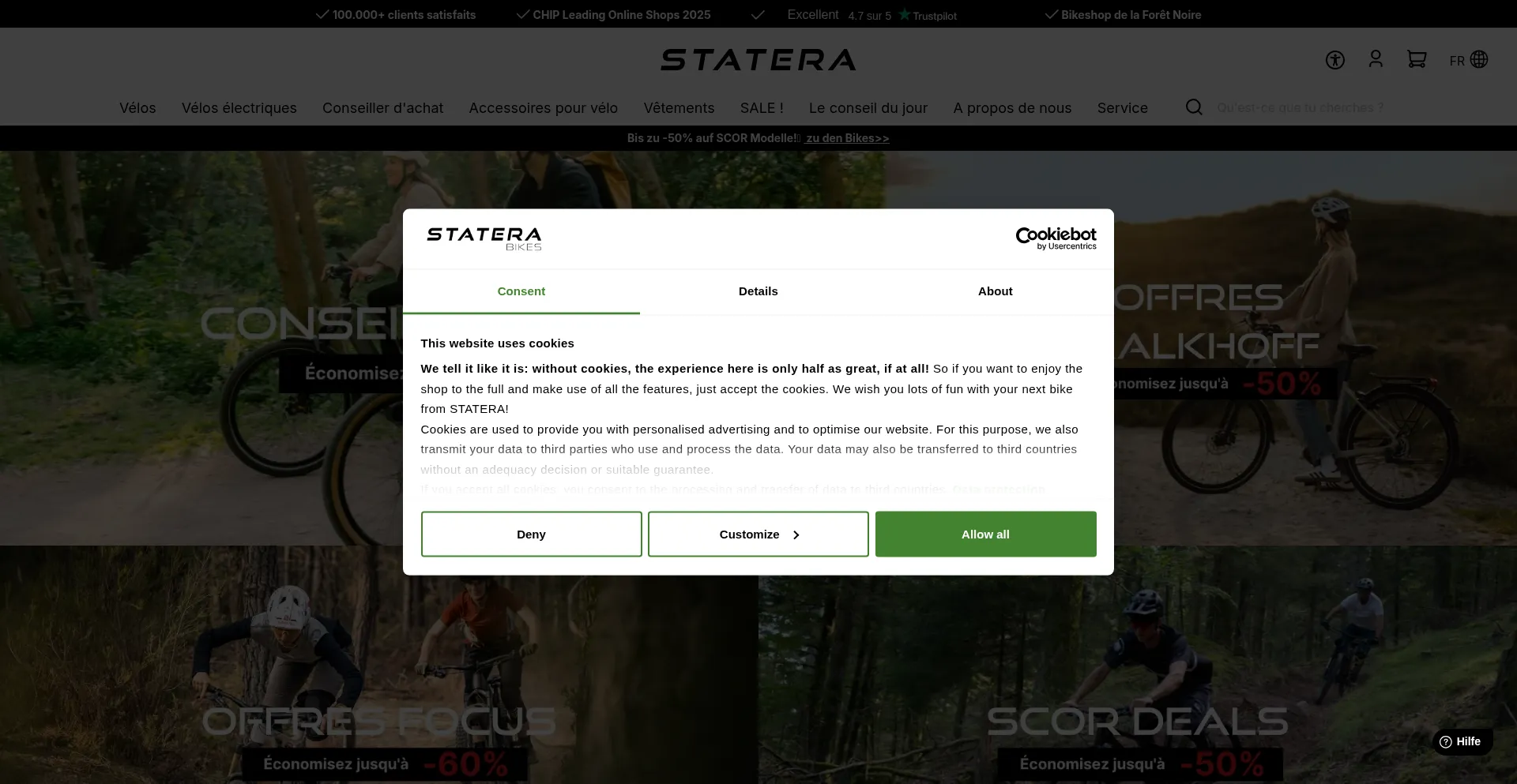 Website screenshot of Staterabikes.fr