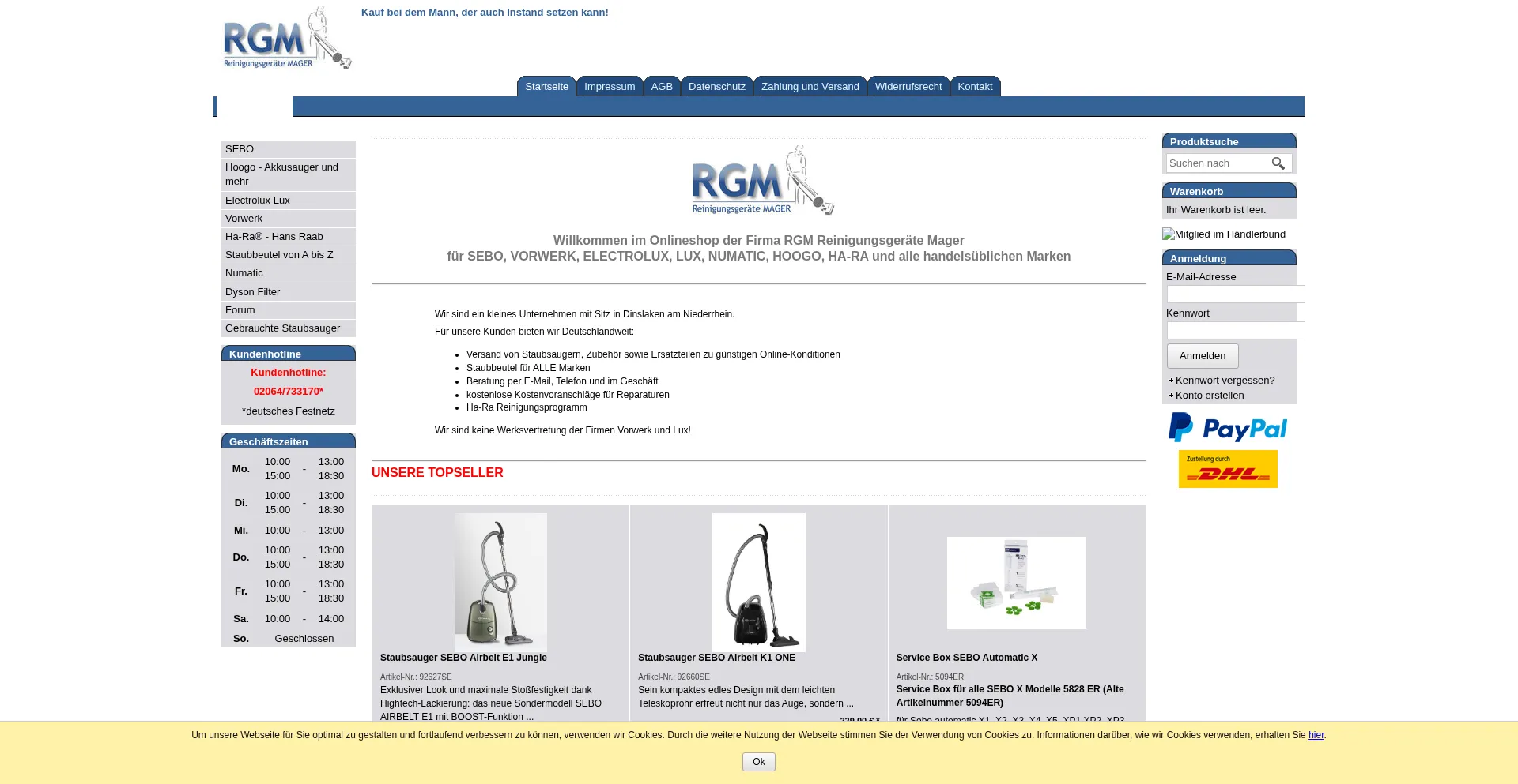Website screenshot of Staubsauger-portal.com