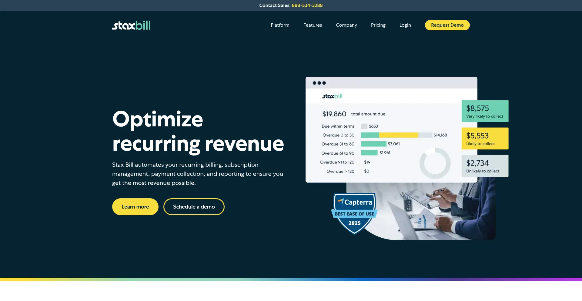 Website screenshot of Staxbill.com
