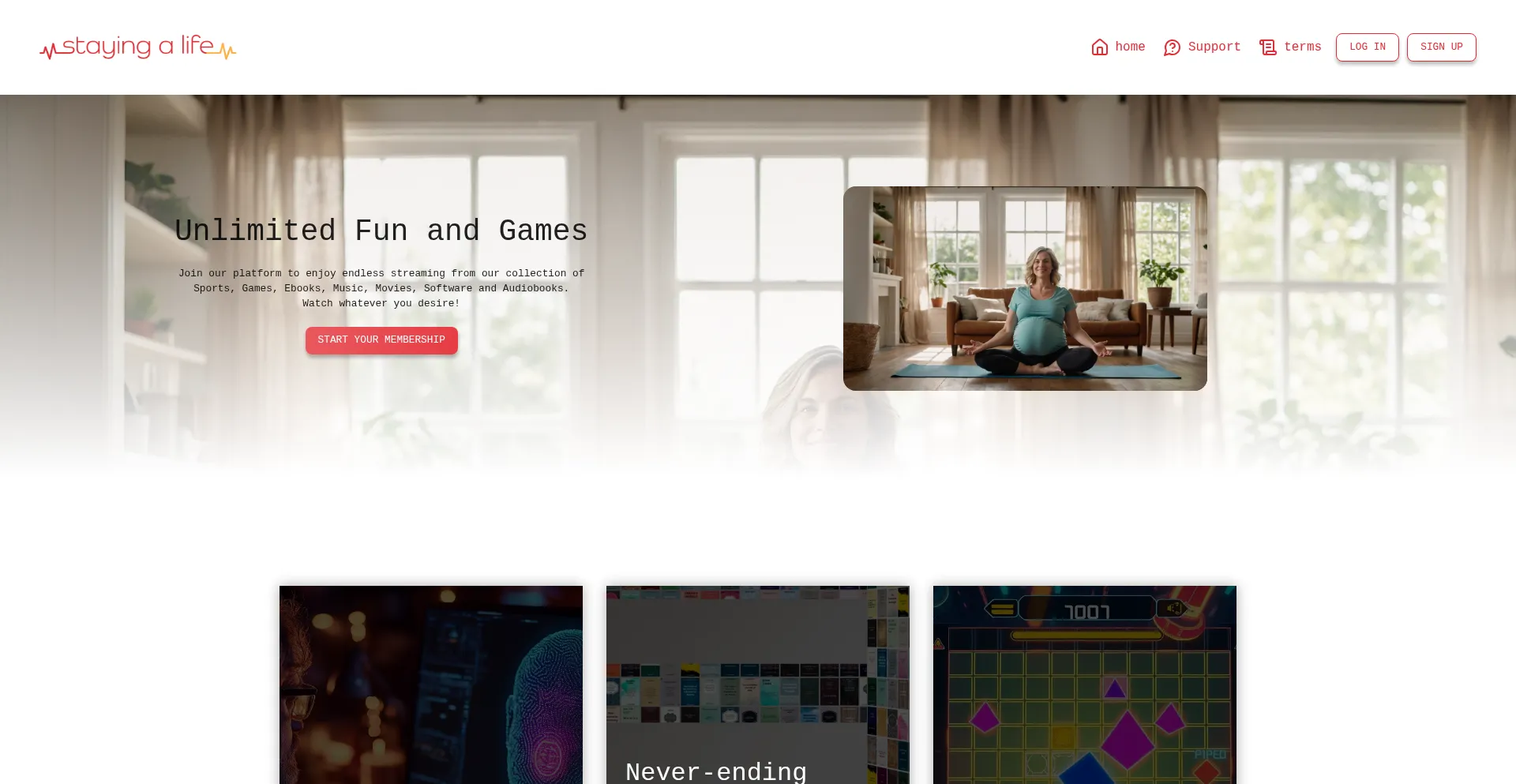 Website screenshot of Stayingalife.eu