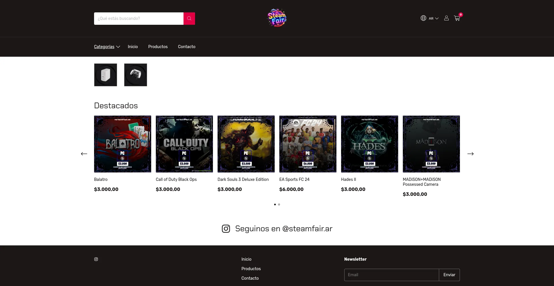 Website screenshot of Steamfair.mitiendanube.com