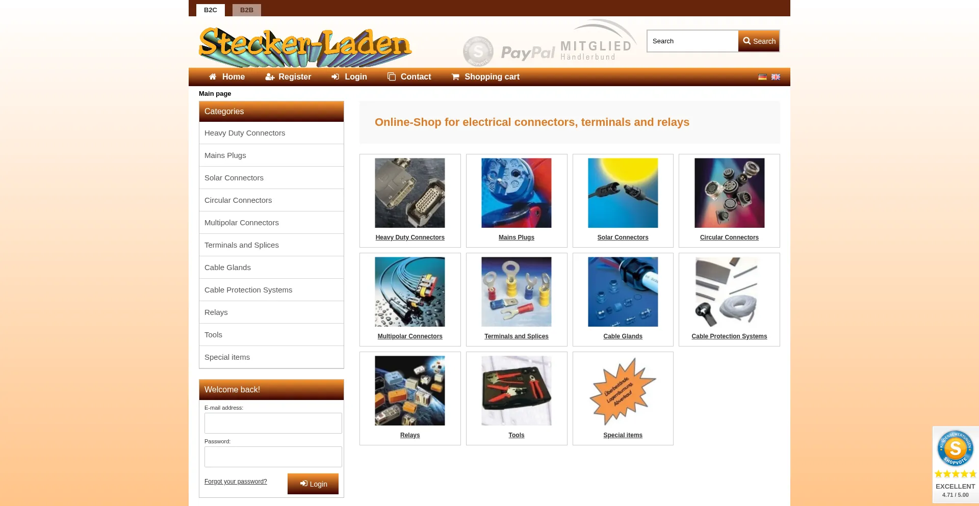 Website screenshot of Steckerladen.de