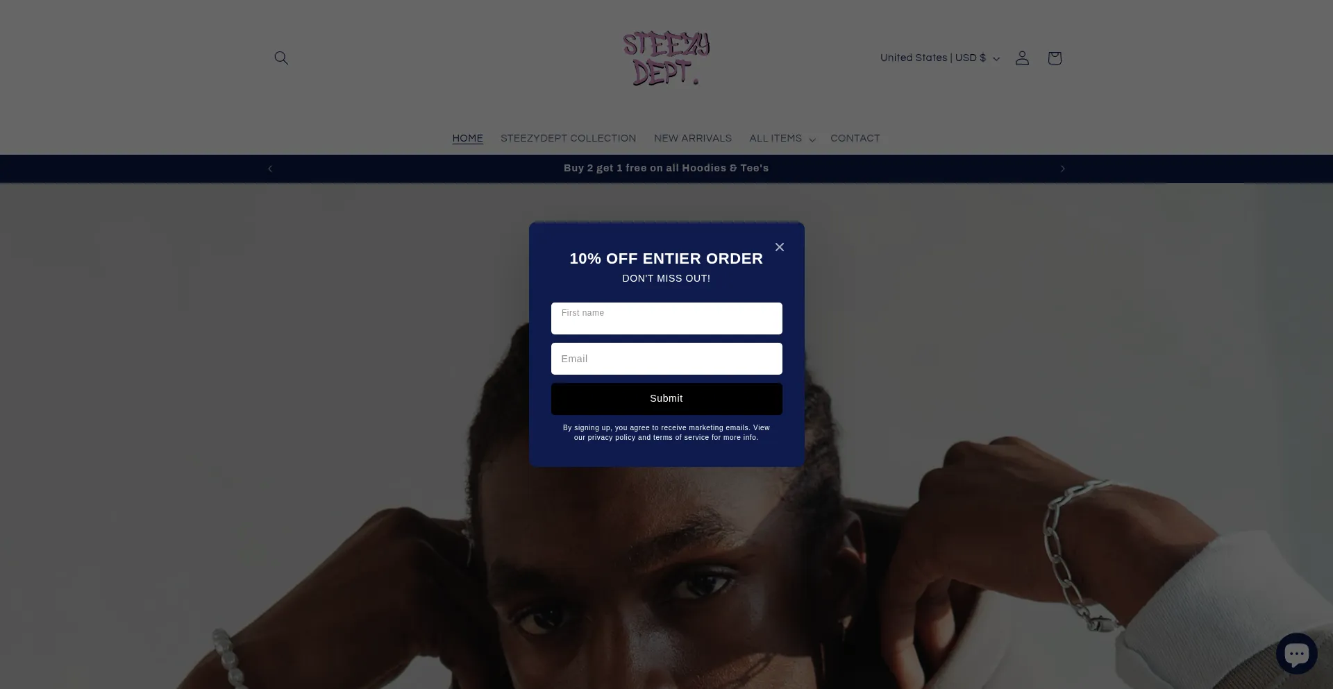 Website screenshot of Steezydept.store