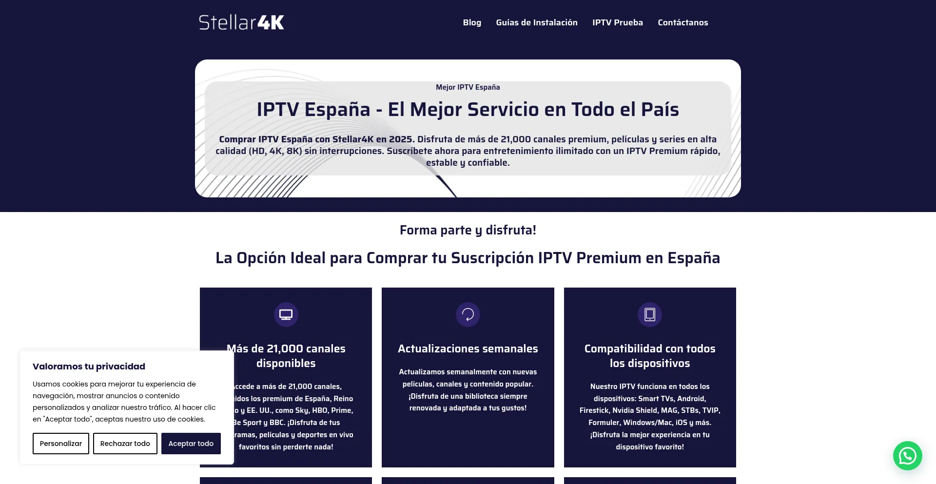 Website screenshot of Stellar4k-es.com