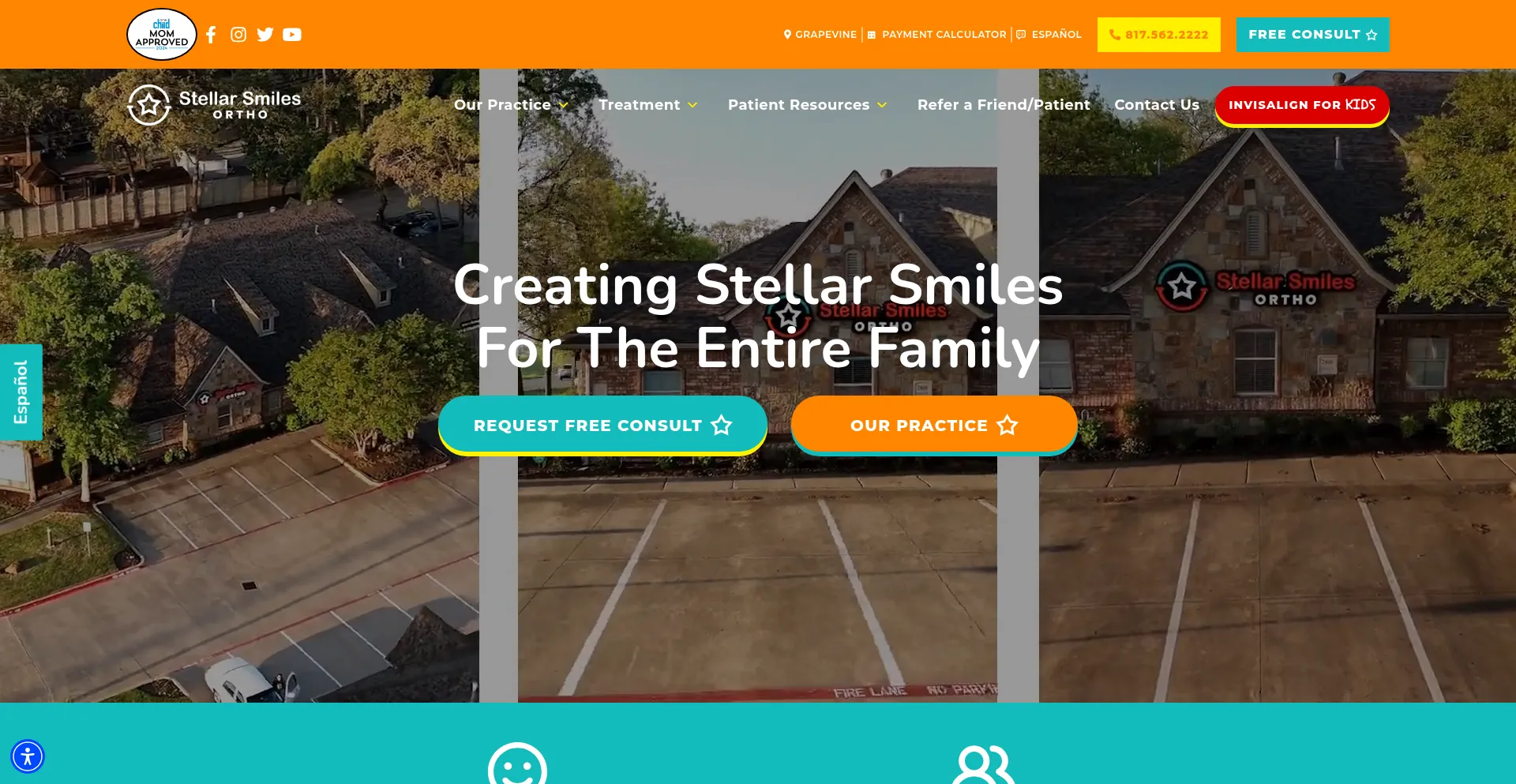 Website screenshot of Stellarsmilesortho.com