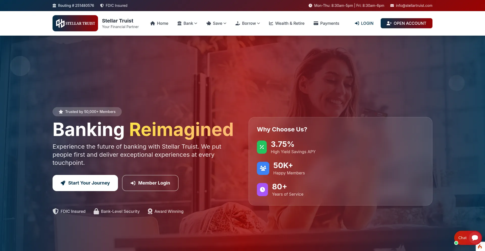 Website screenshot of Stellartruist.com