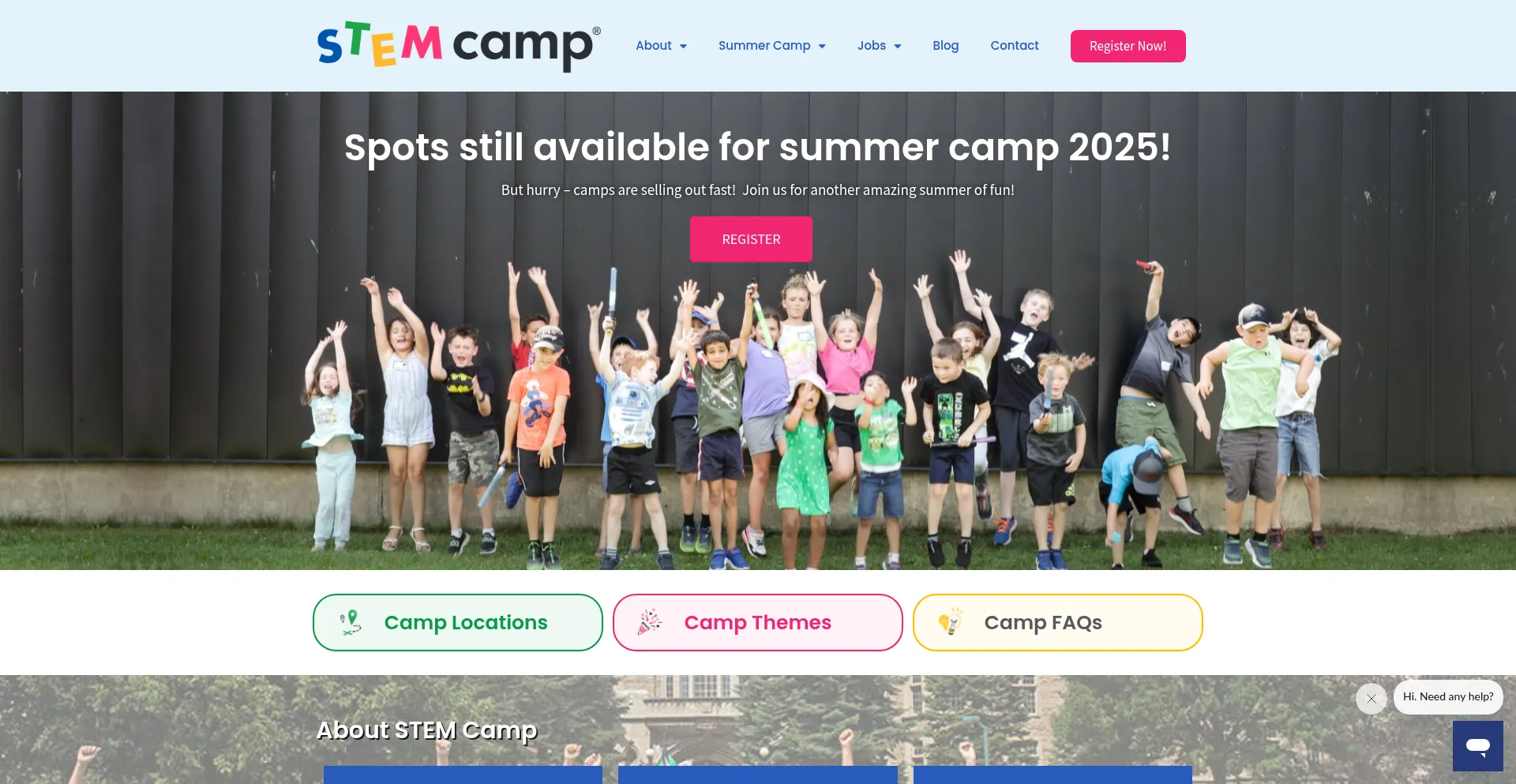 Website screenshot of Stemcamp.ca