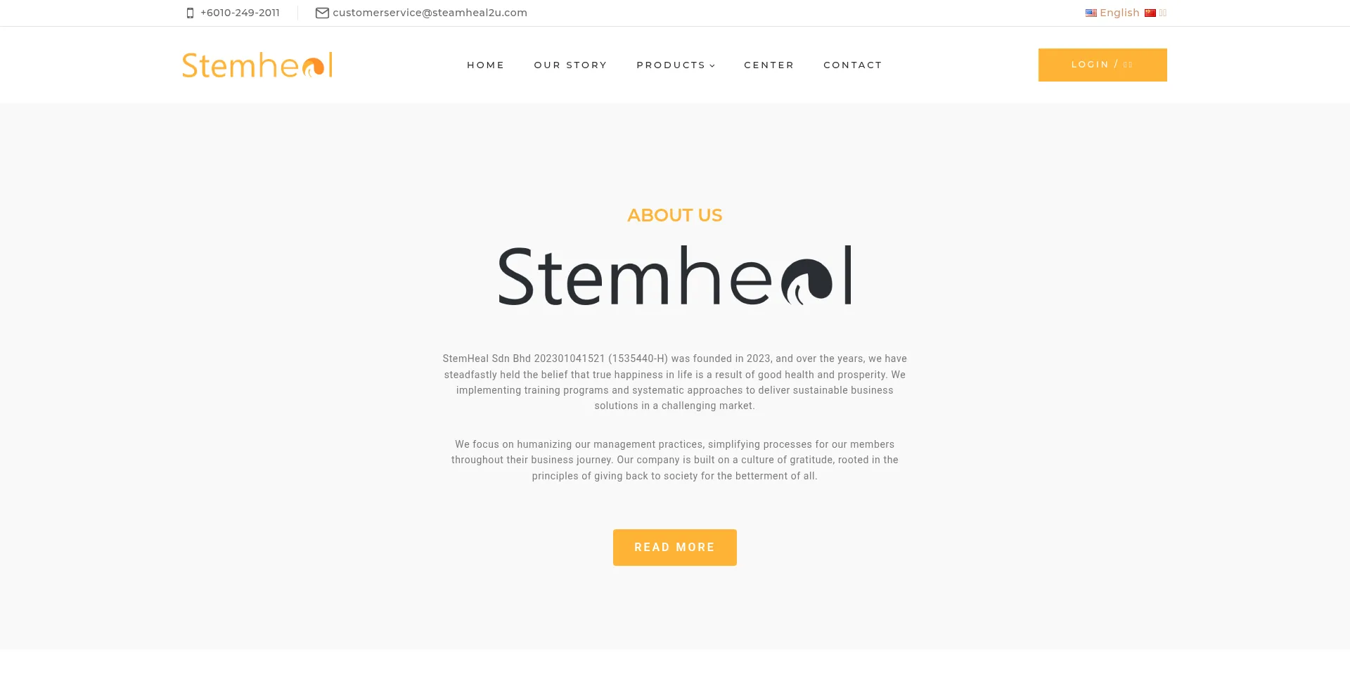 Website screenshot of Stemheal2u.com