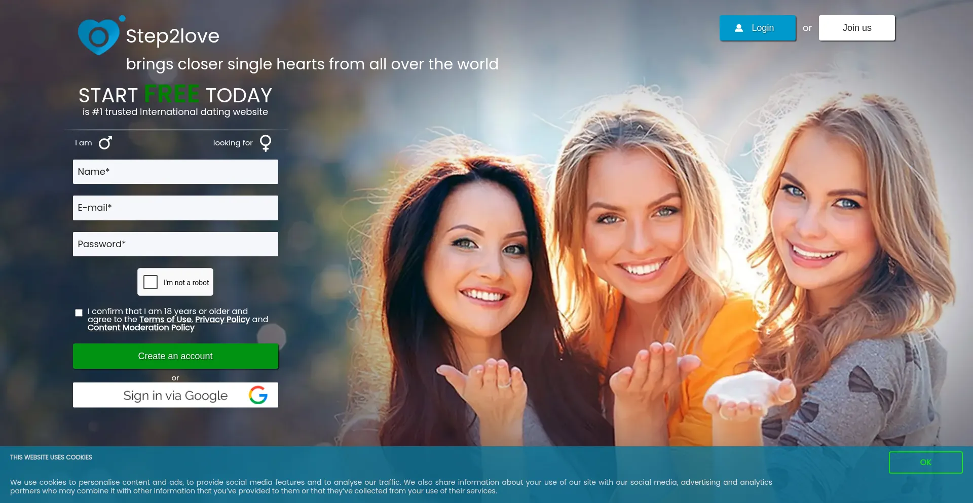Website screenshot of Step2love.com