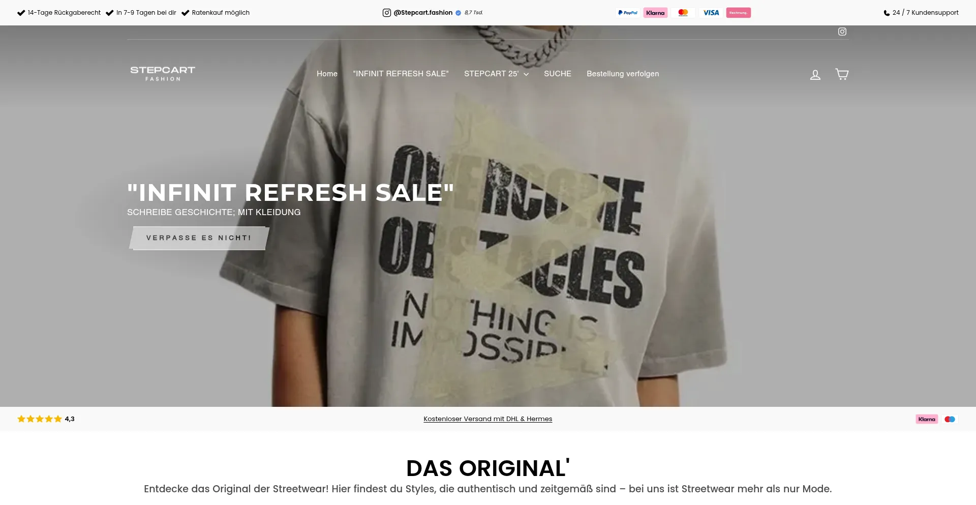 Website screenshot of Stepcart.de