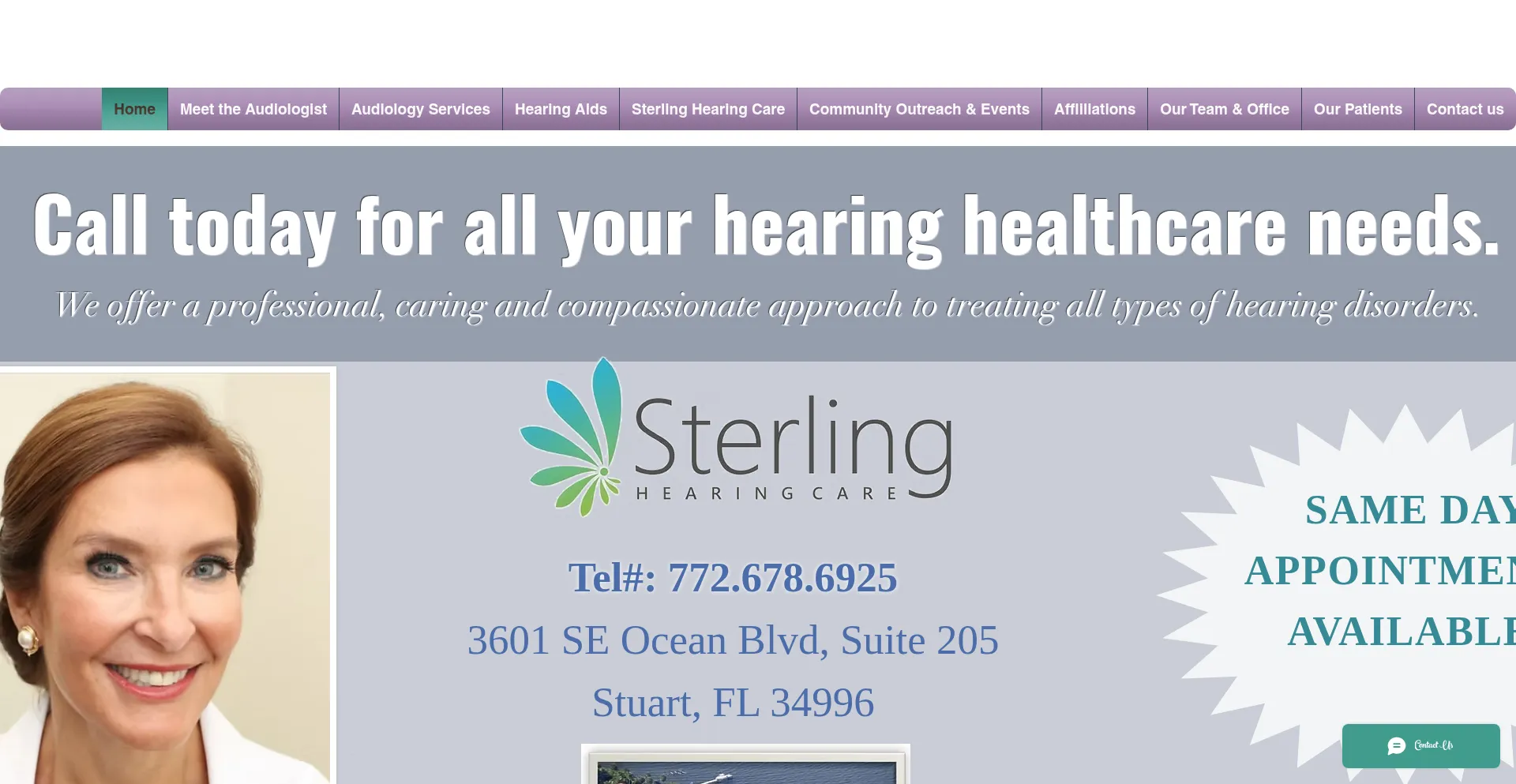 Website screenshot of Sterlinghearingcare.com