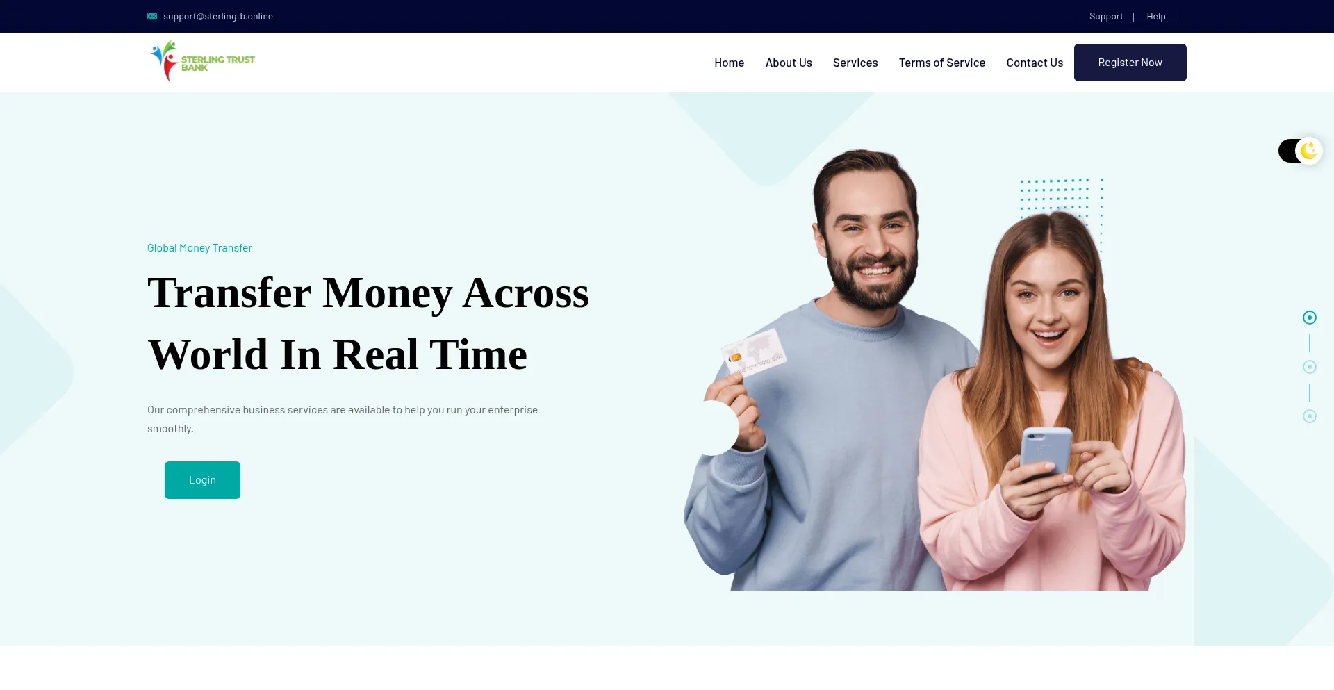 Website screenshot of Sterlingtb.online