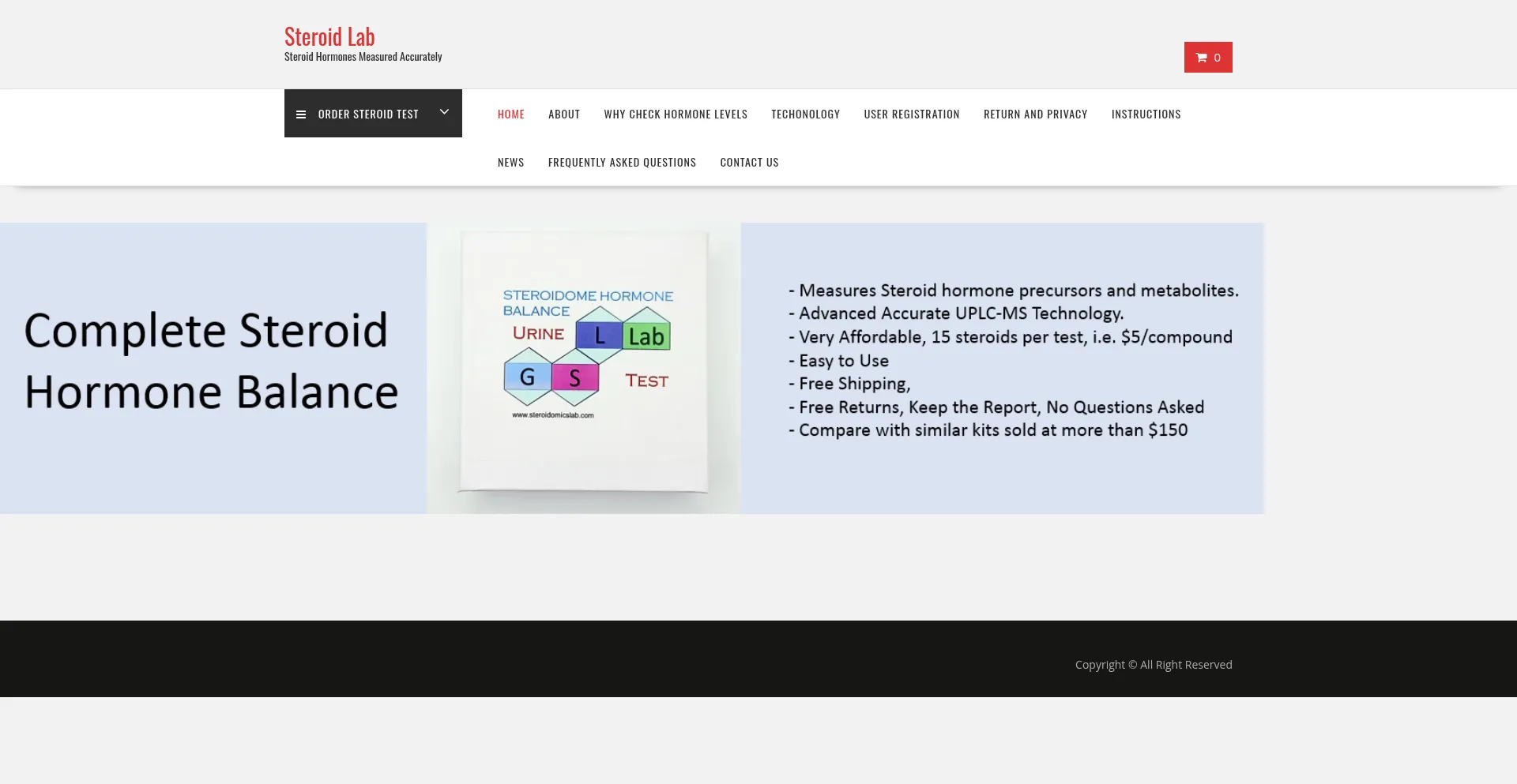 Website screenshot of Steroidomicslab.com