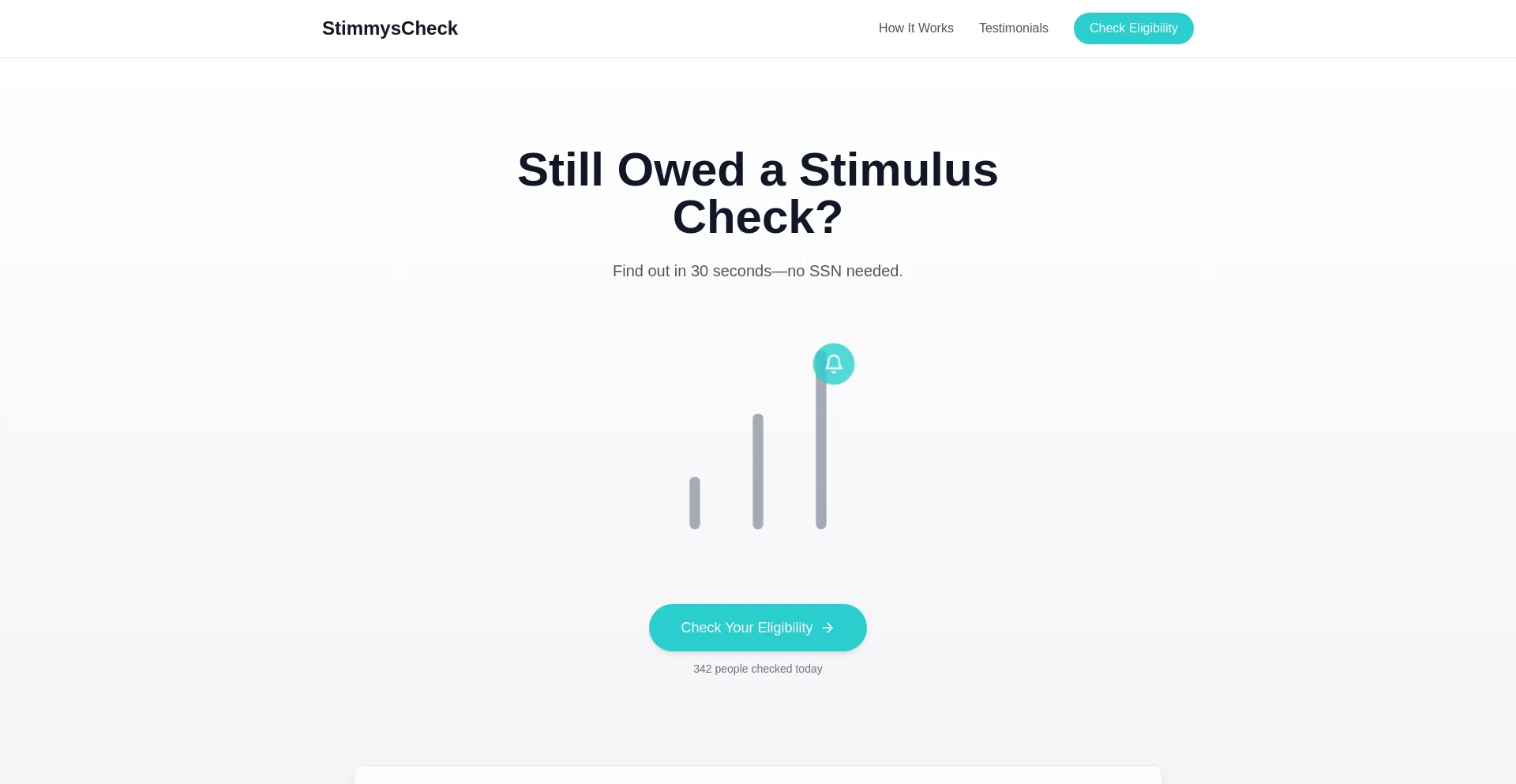 Website screenshot of Stimmyscheck.com