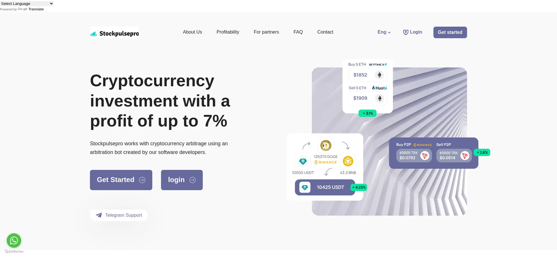 Website screenshot of Stockpulsepro.com