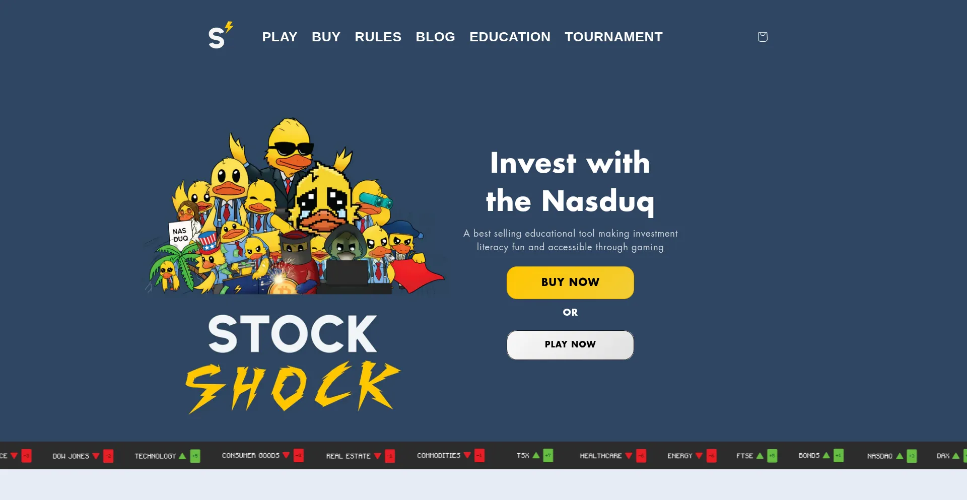 Website screenshot of Stockshockgame.com