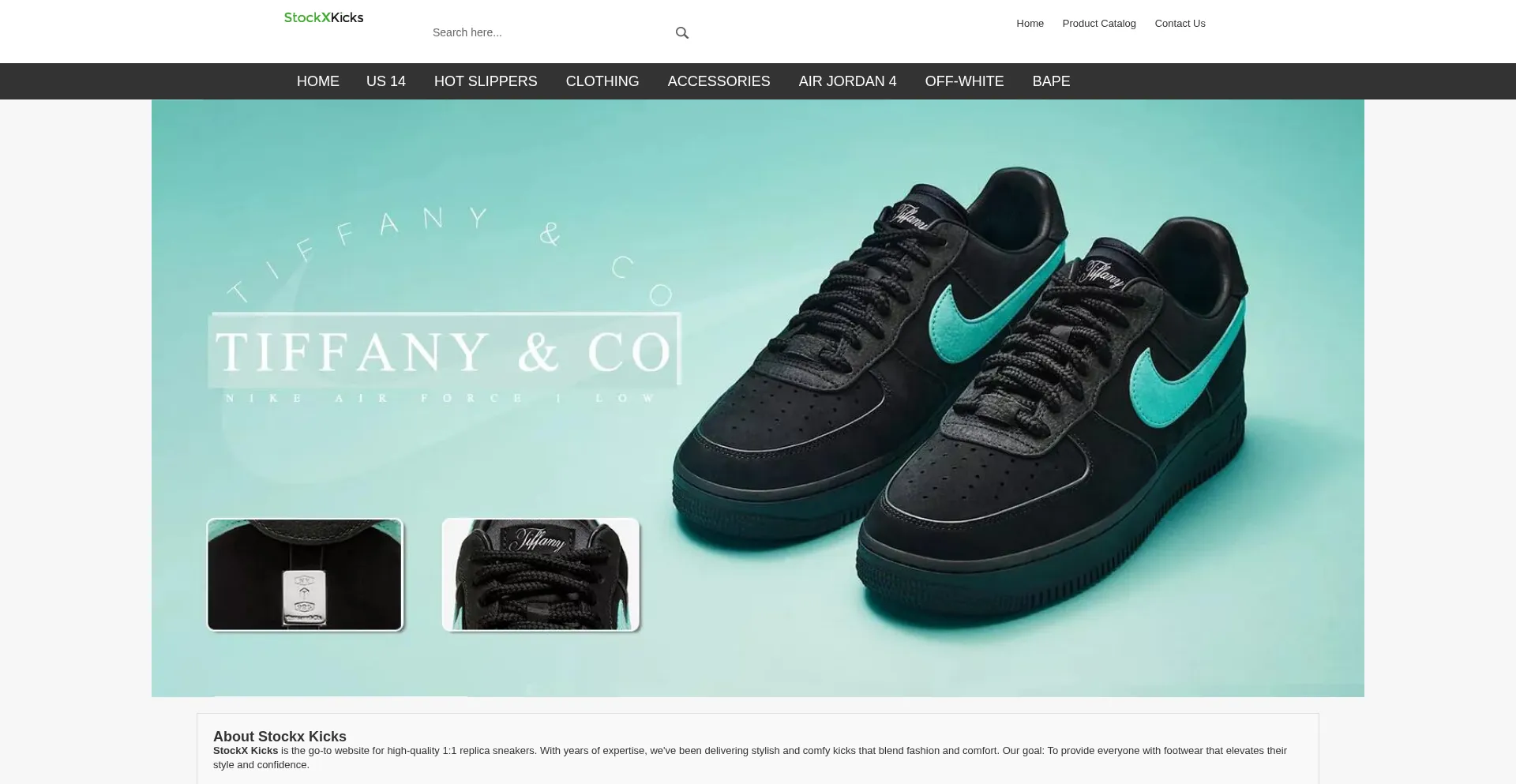 Website screenshot of Stockxkicks.shop