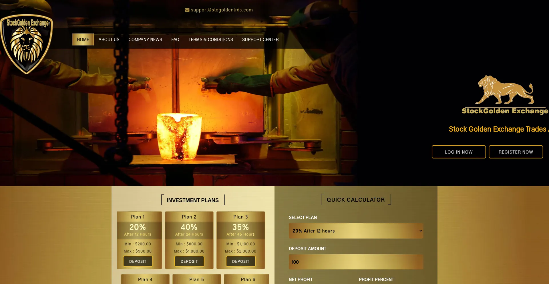 Website screenshot of Stogoldentrds.com
