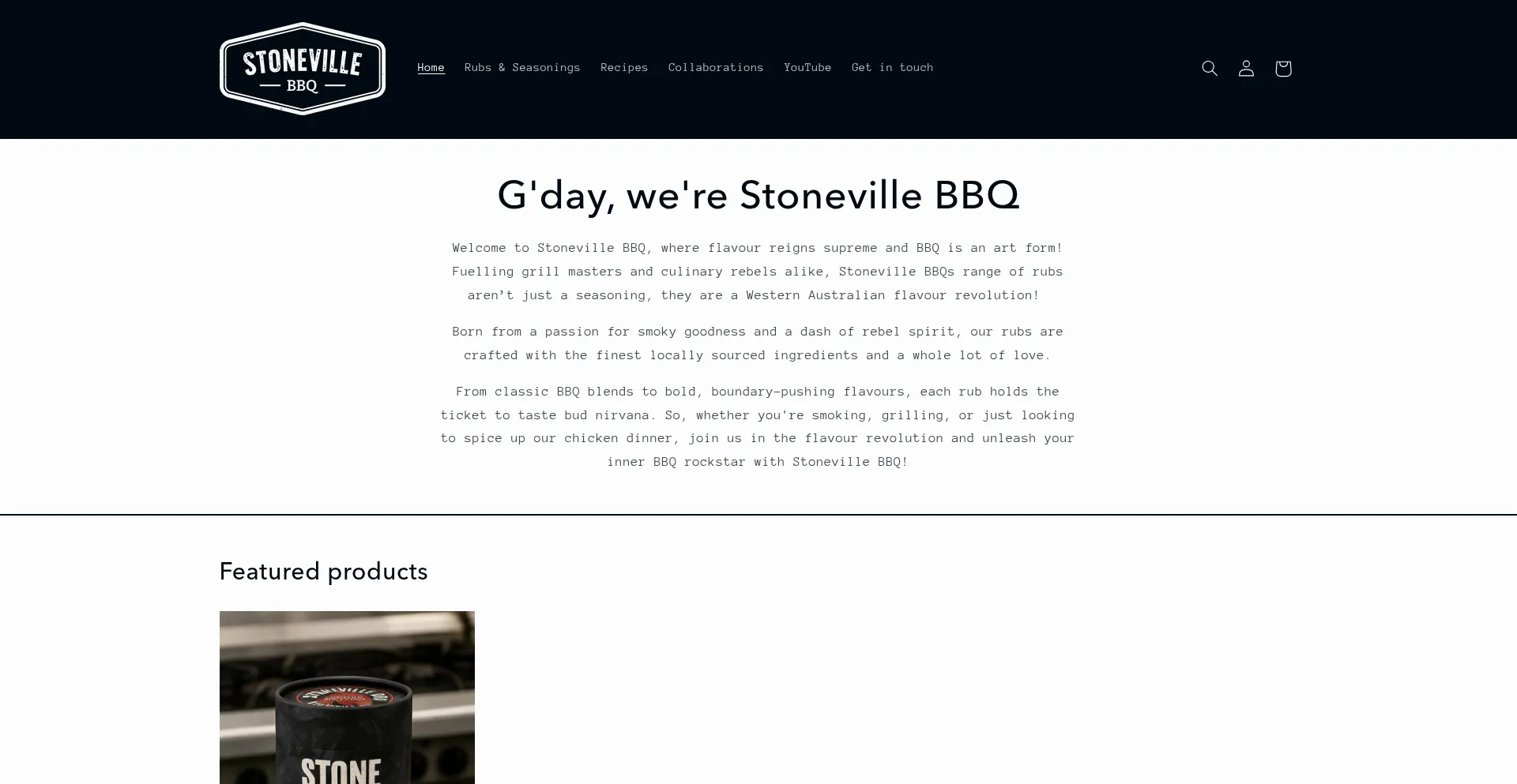 Website screenshot of Stonevillebbq.com