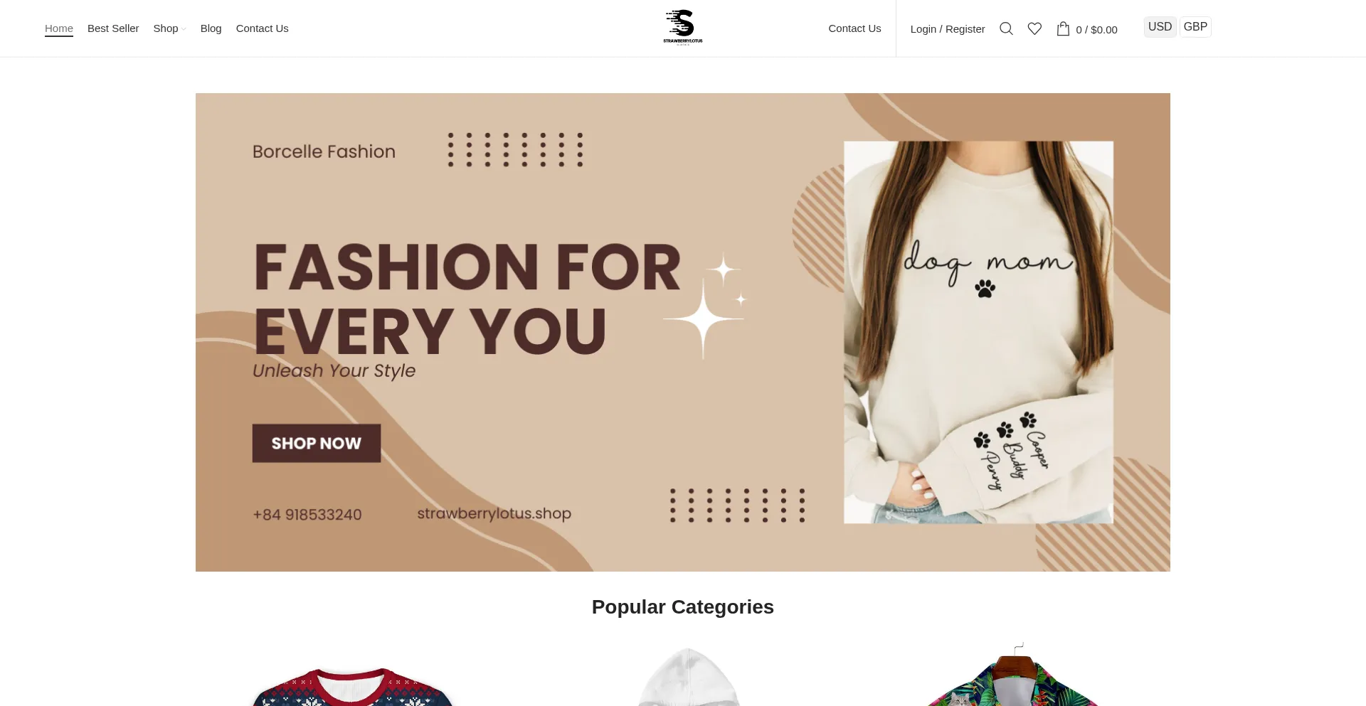Website screenshot of Strawberrylotus.shop