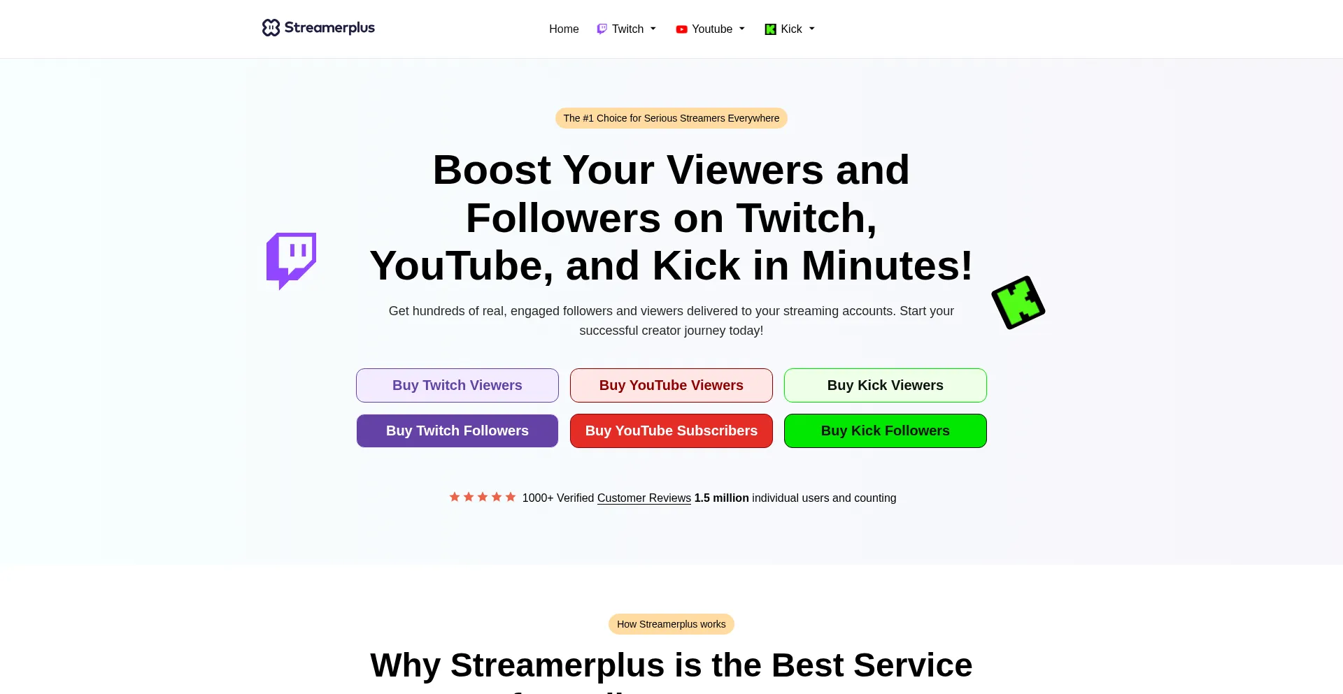 Website screenshot of Streamerplus.com