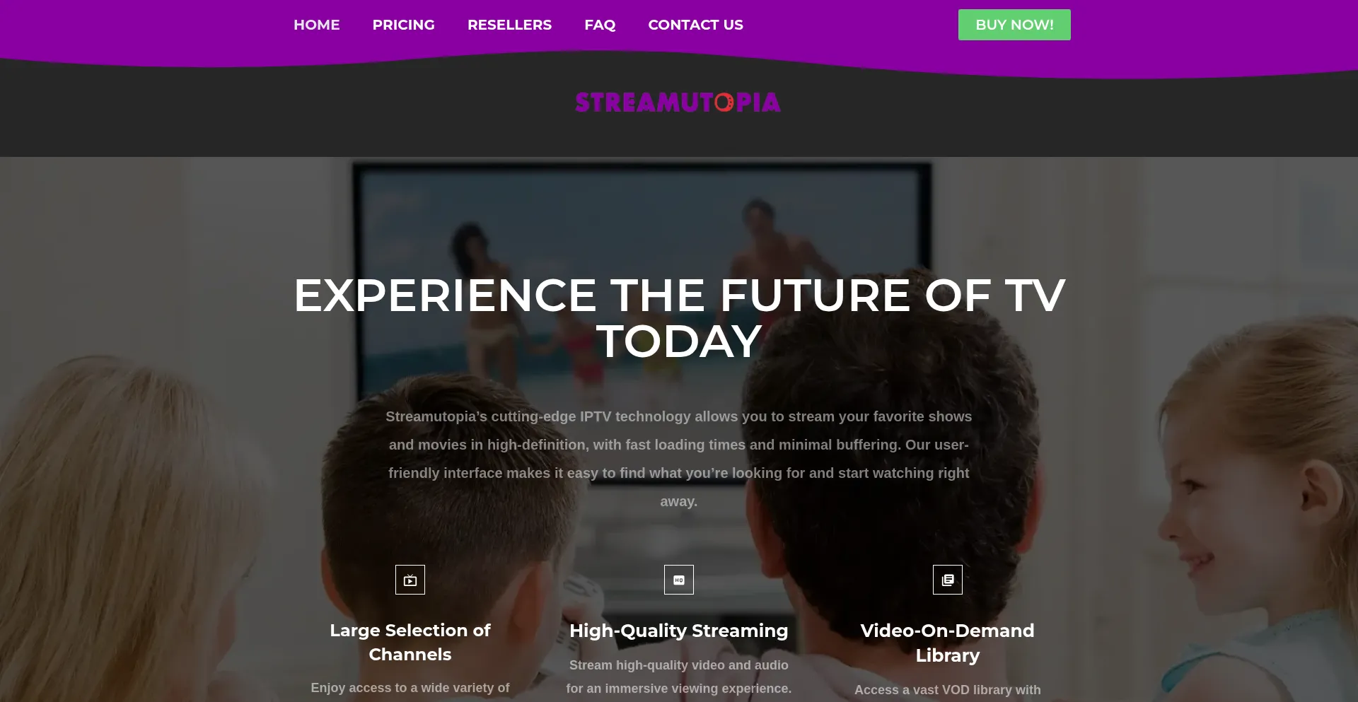 Website screenshot of Streamutopia.com