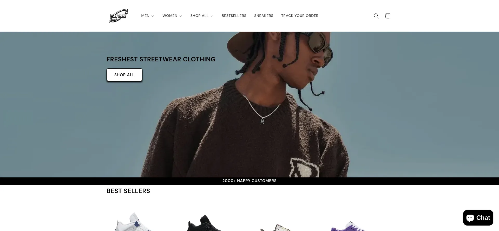 Website screenshot of Streetland.shop