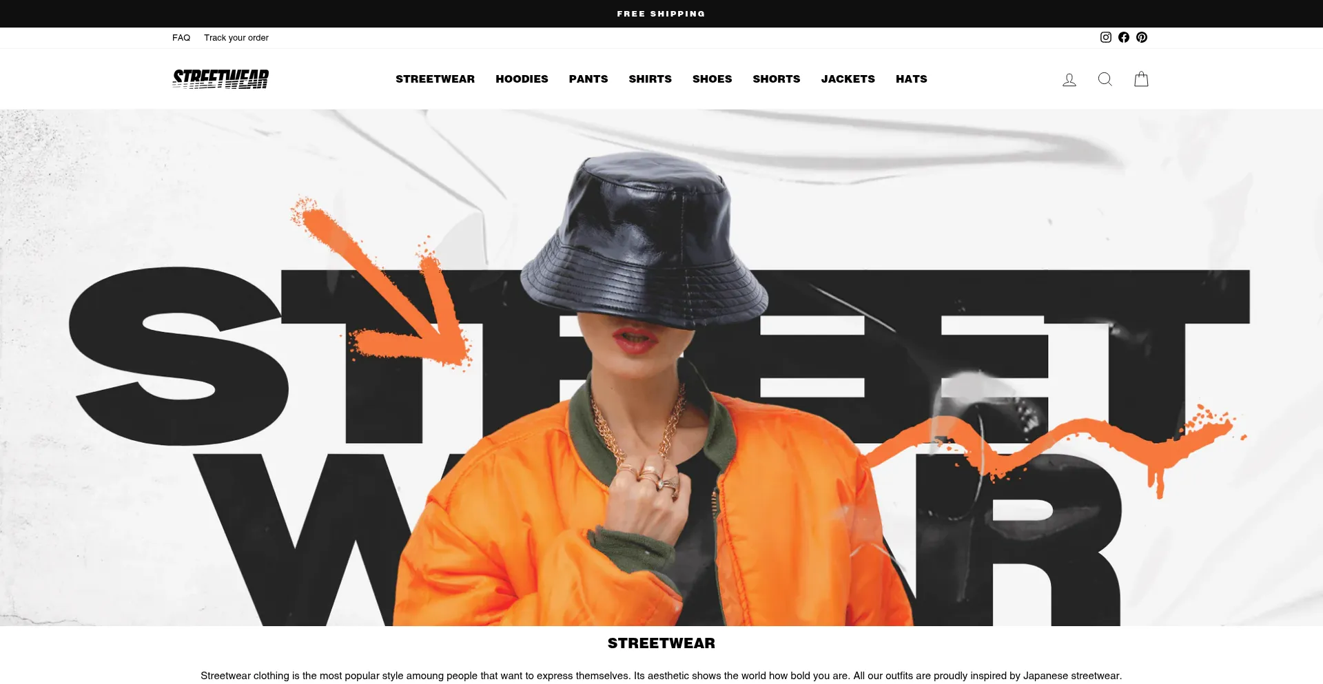 Website screenshot of Streetwear.store