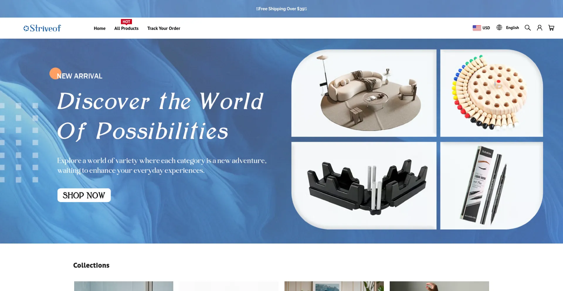 Website screenshot of Striveof.com
