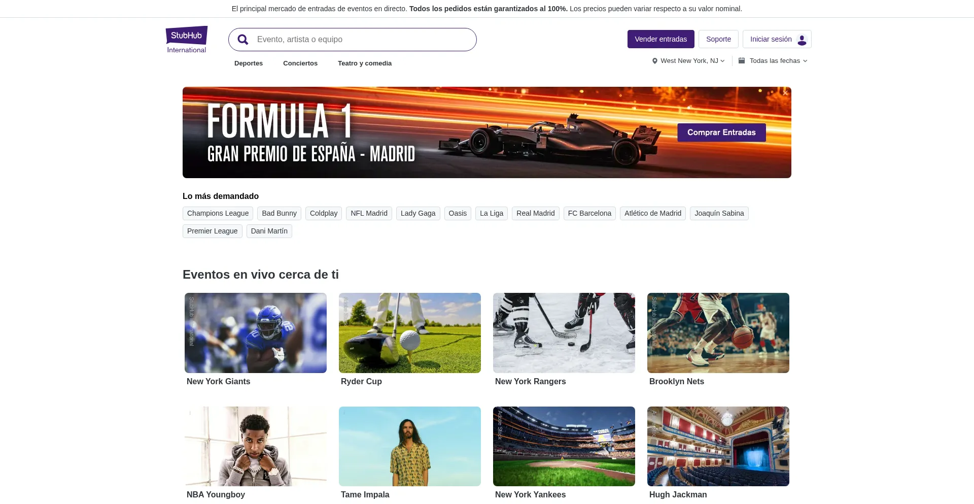 Stubhub.es Screenshot