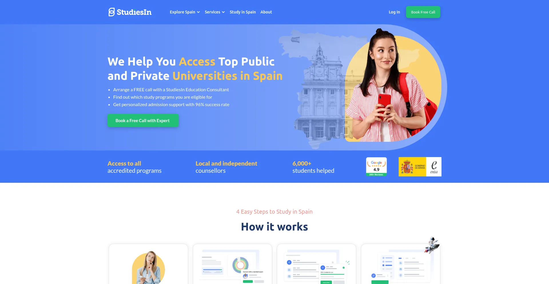 Website screenshot of Studiesin.com
