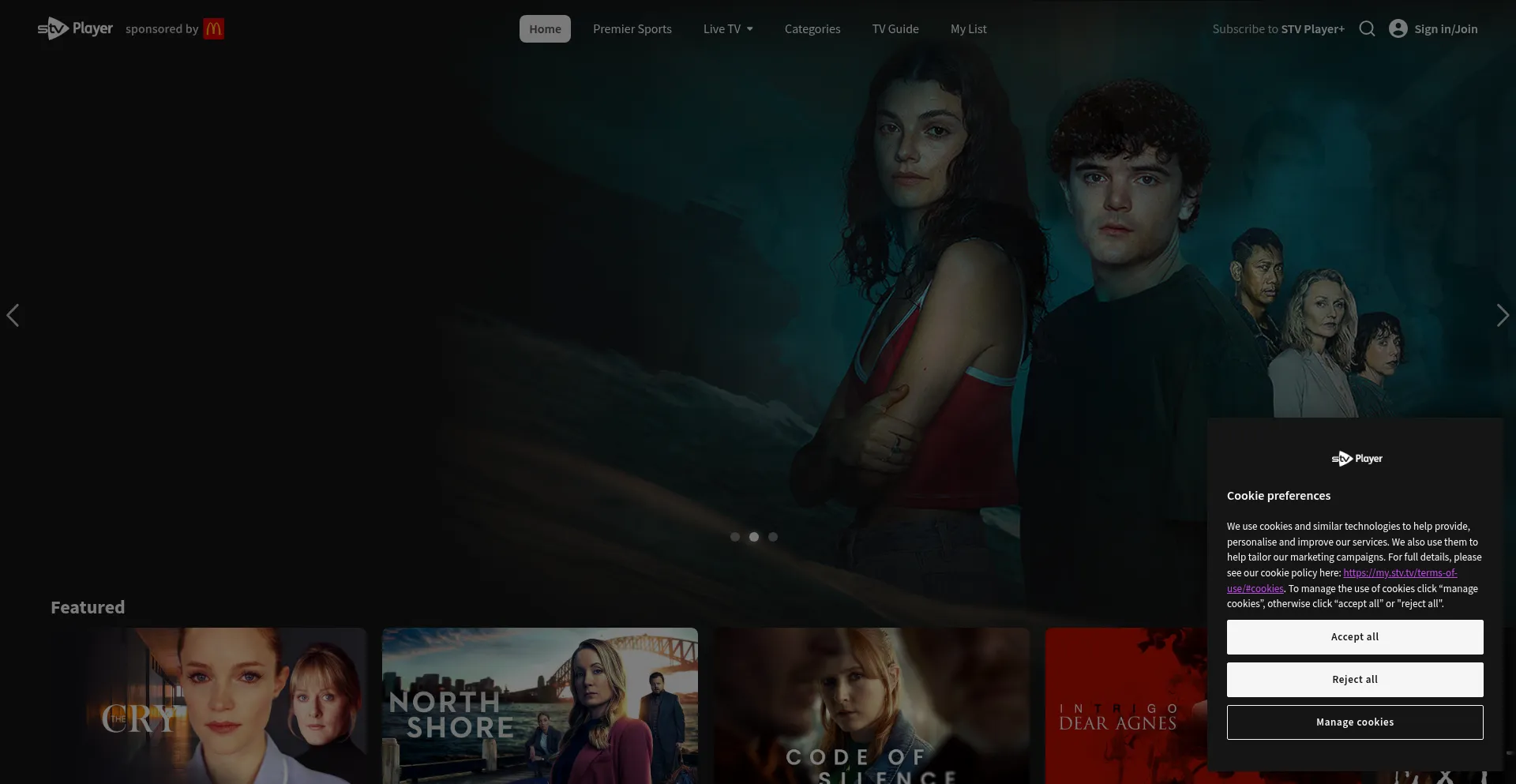 Website screenshot of Stv.tv