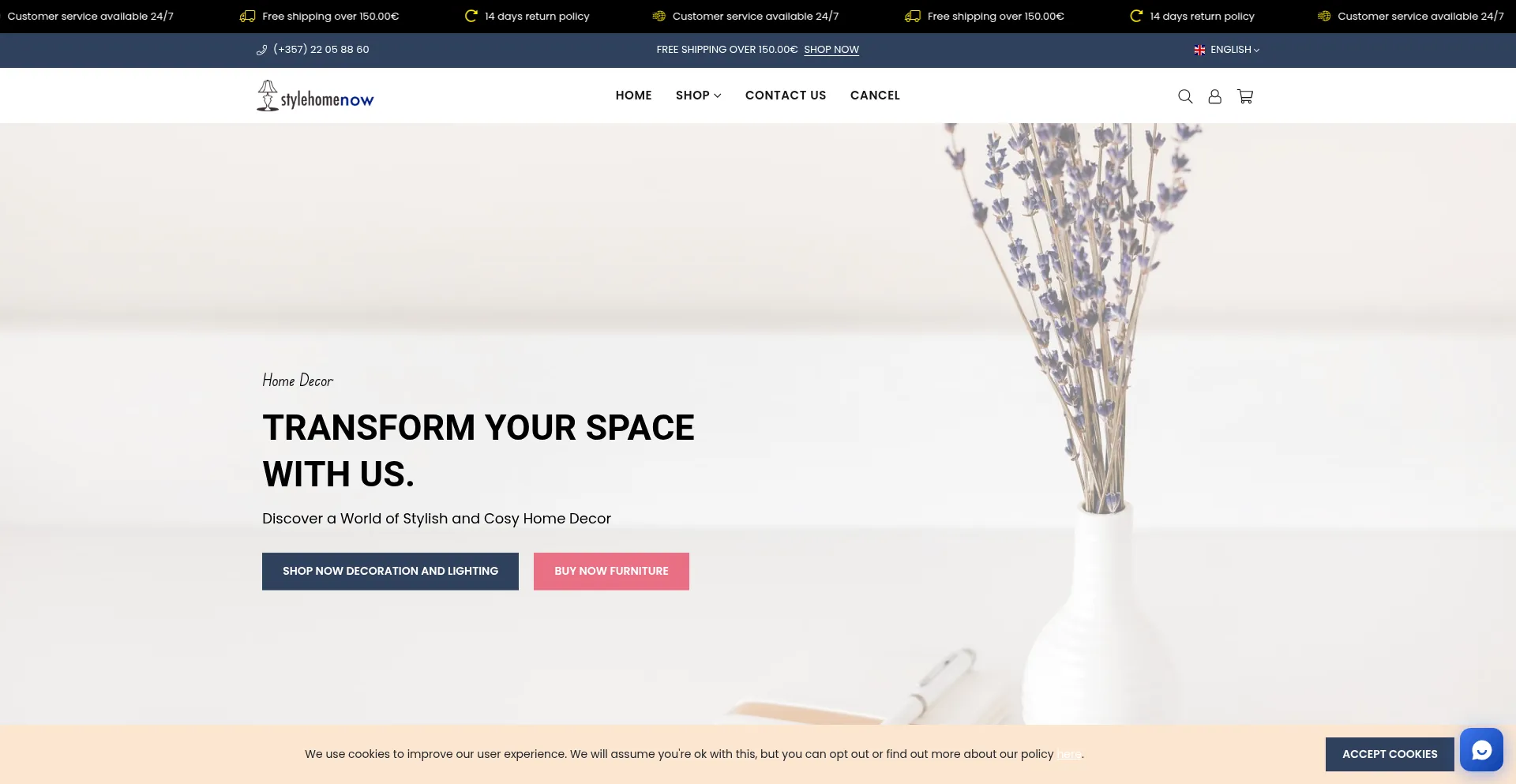 Website screenshot of Stylehomenow.com