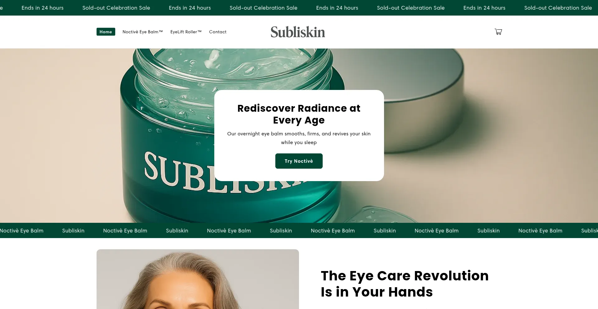 Website screenshot of Subliskin.com