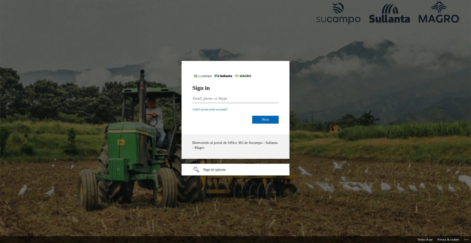 Website screenshot of Sucamposullantasa-my.sharepoint.com
