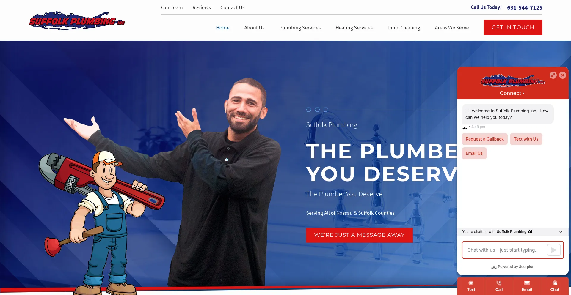 Website screenshot of Suffolkplumbinginc.com