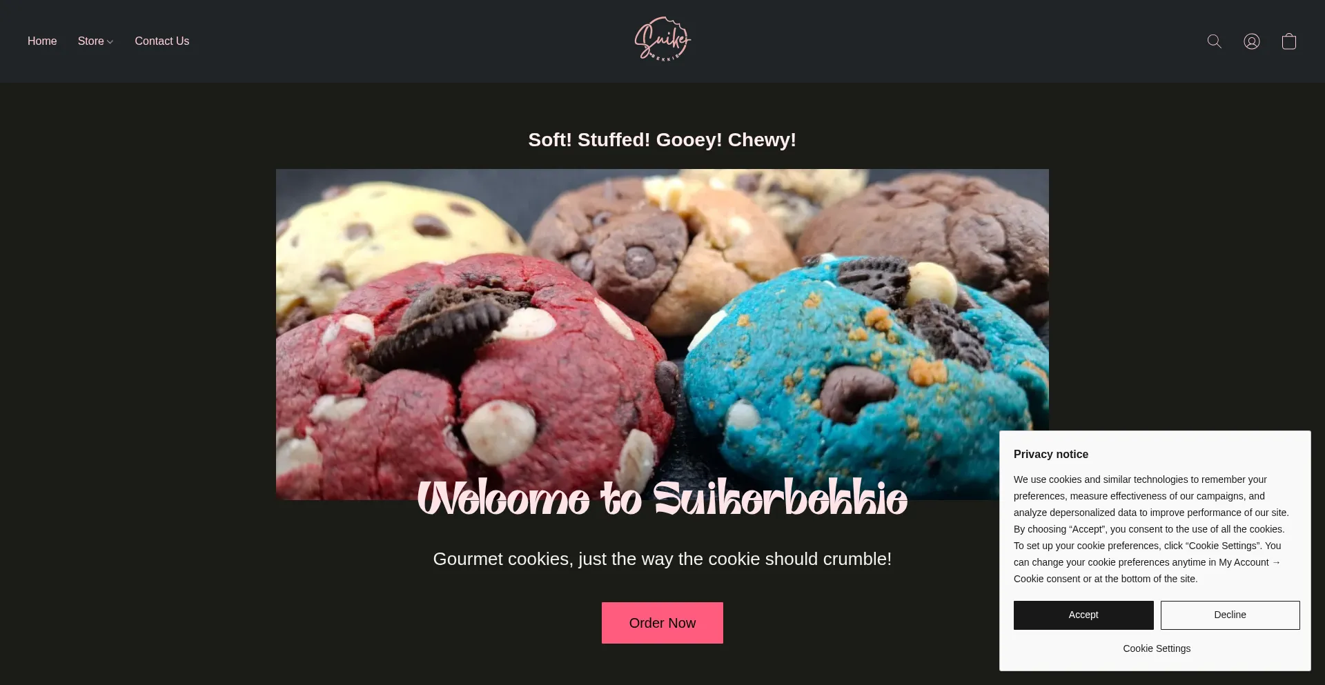 Website screenshot of Suikerbekkiegebak.co.za