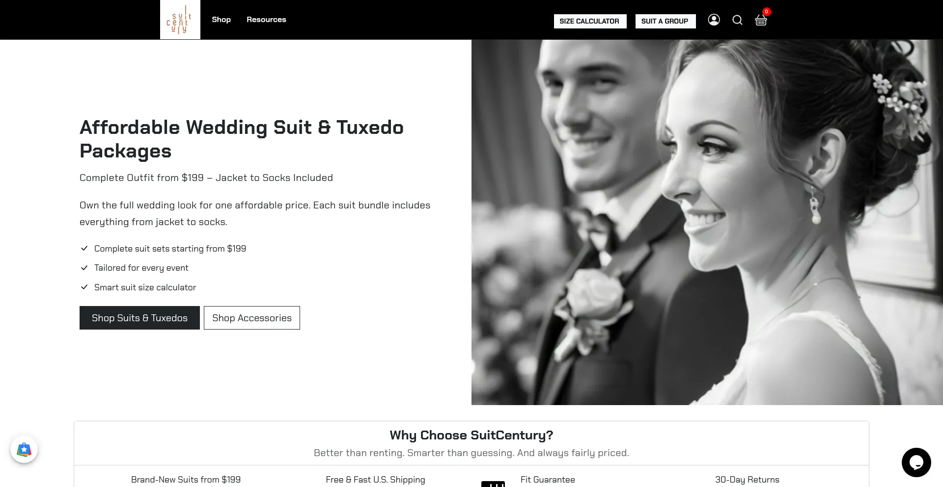 Website screenshot of Suitcentury.com