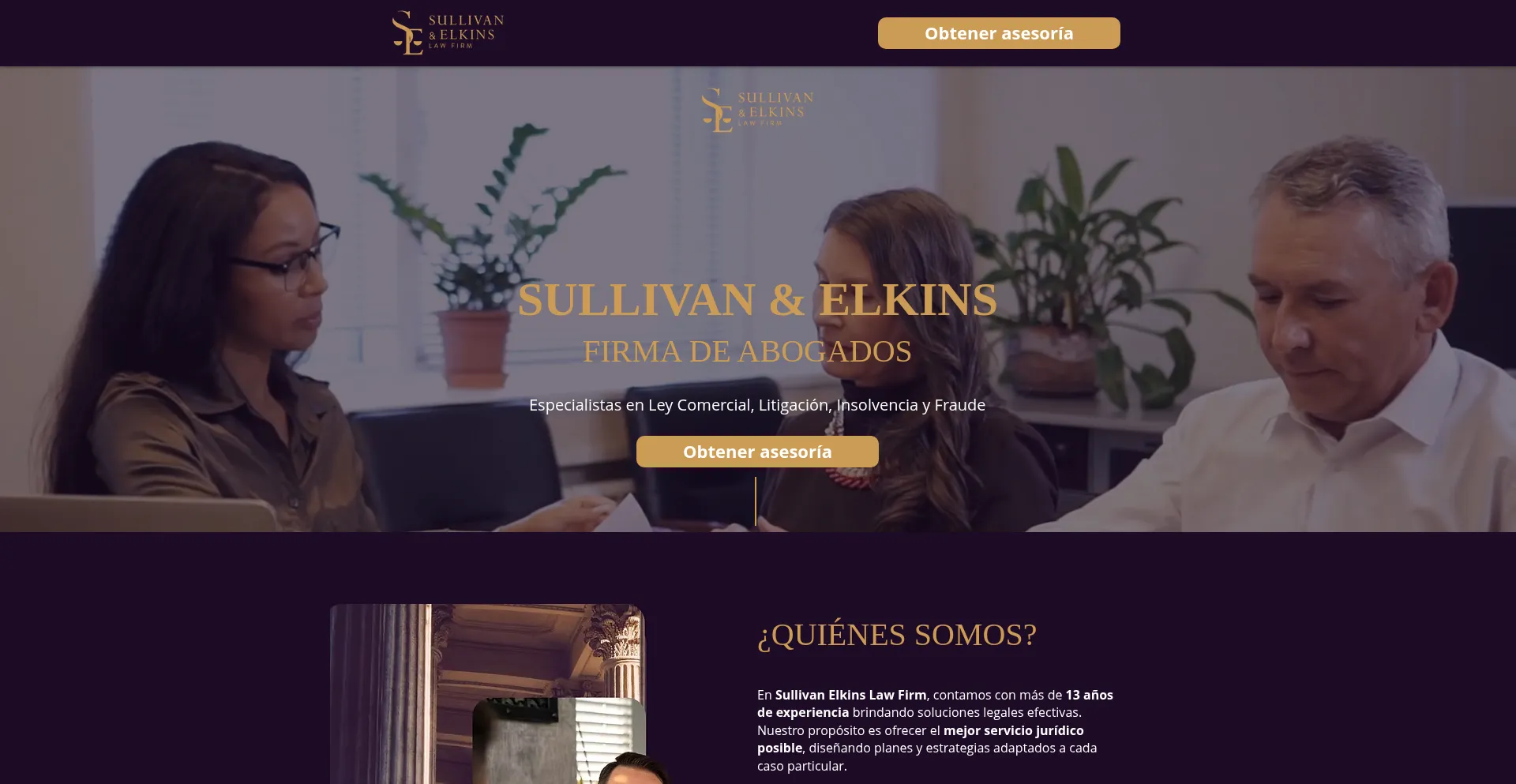 Website screenshot of Sullivanelkinslawfirm.com