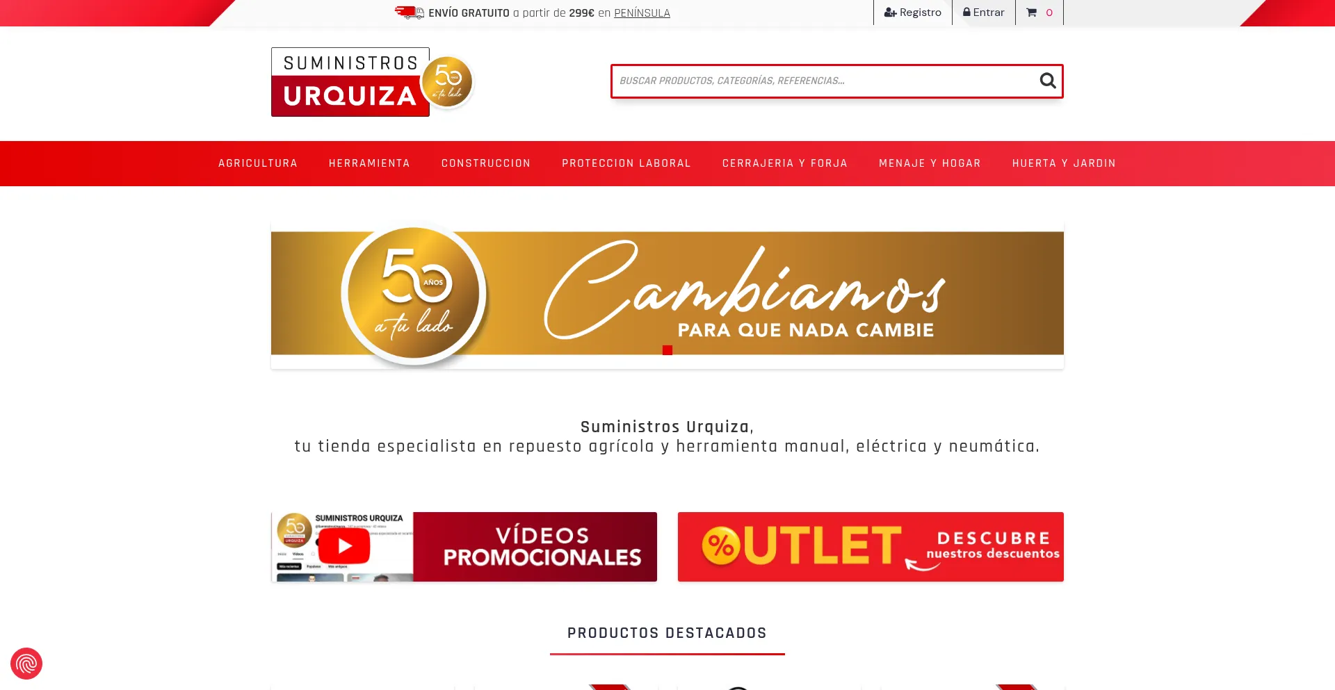 Website screenshot of Suministrosurquiza.com