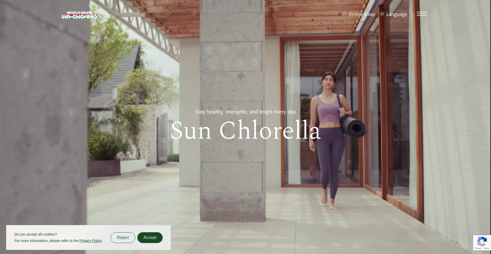Website screenshot of Sunchlorella.com